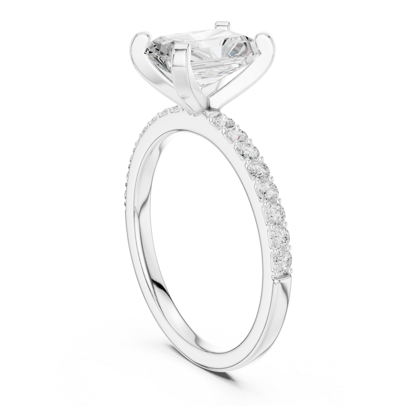  White Gold Lumina Classic Solitaire Ring Left View