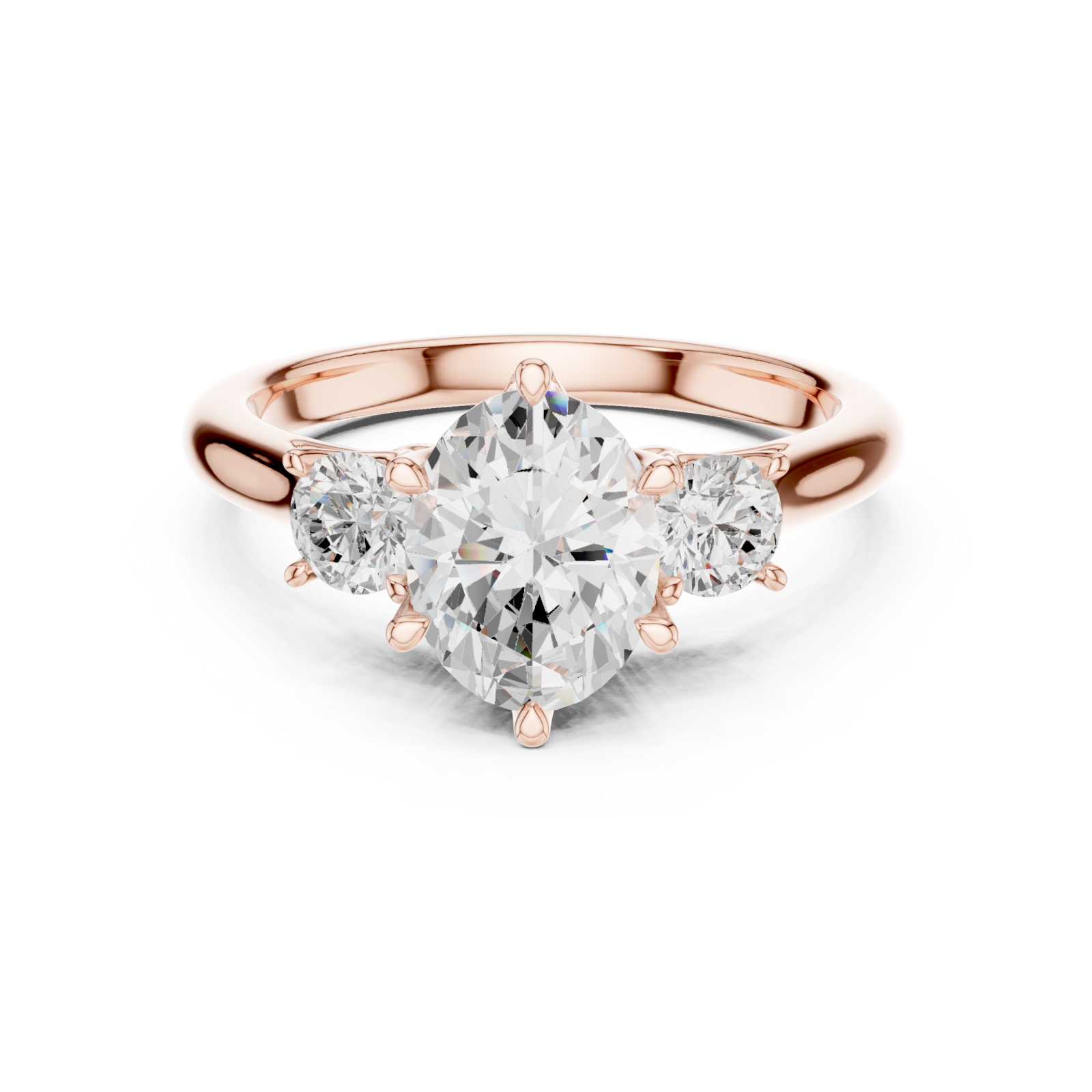  Rose Gold Eternal Promise Trilogy Ring Front View