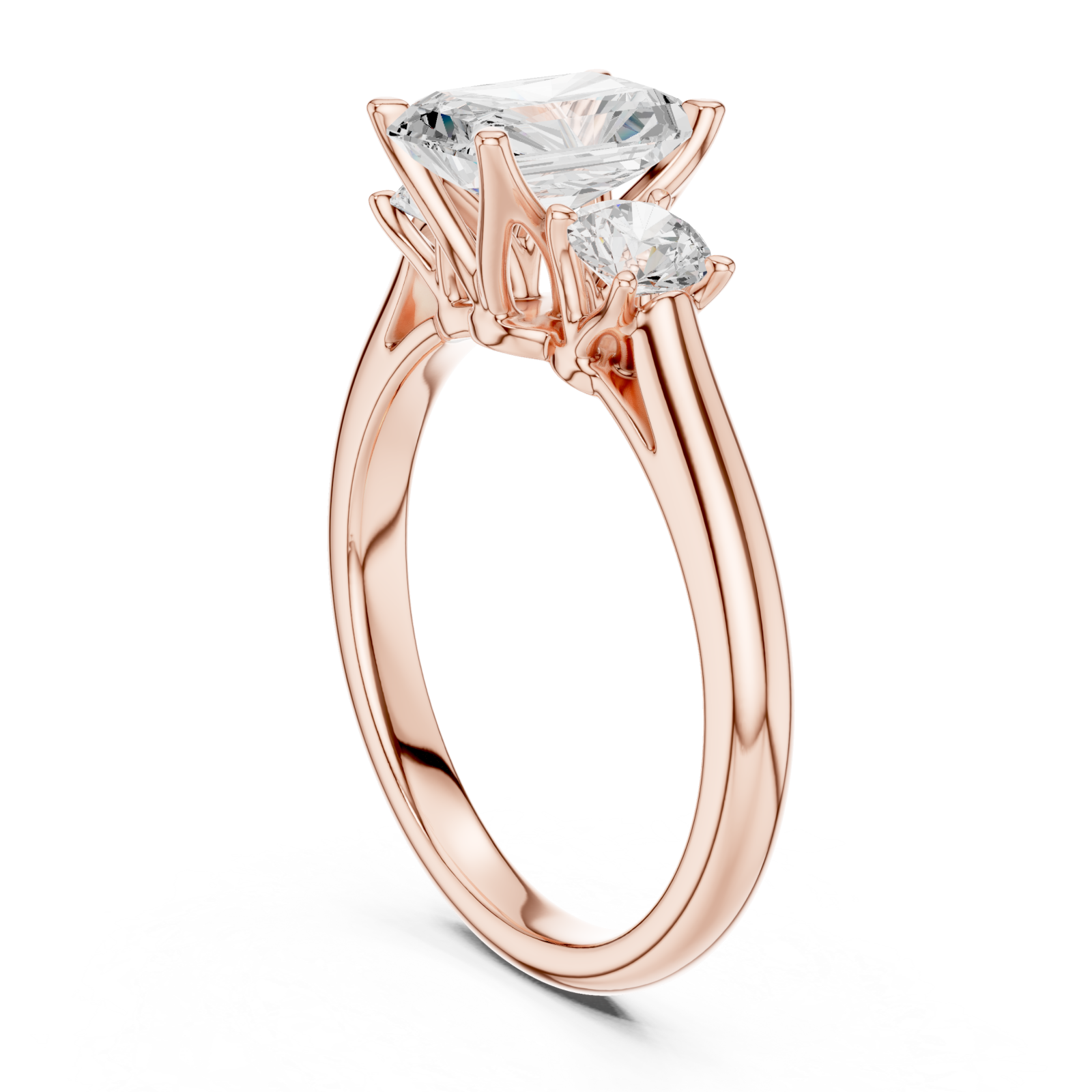  Rose Gold Radiant Trio Statement Ring Left View