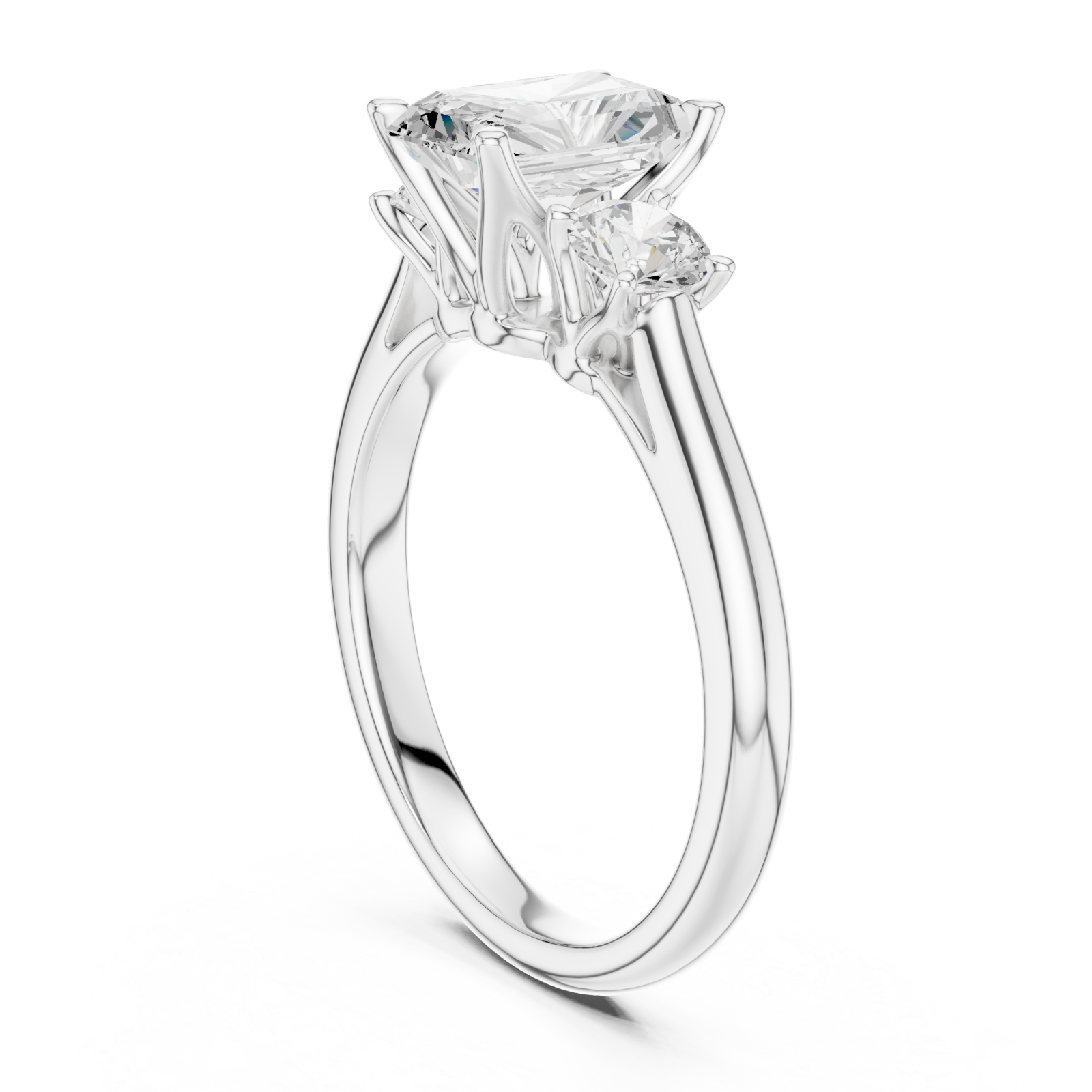  White Gold Radiant Trio Statement Ring Left View