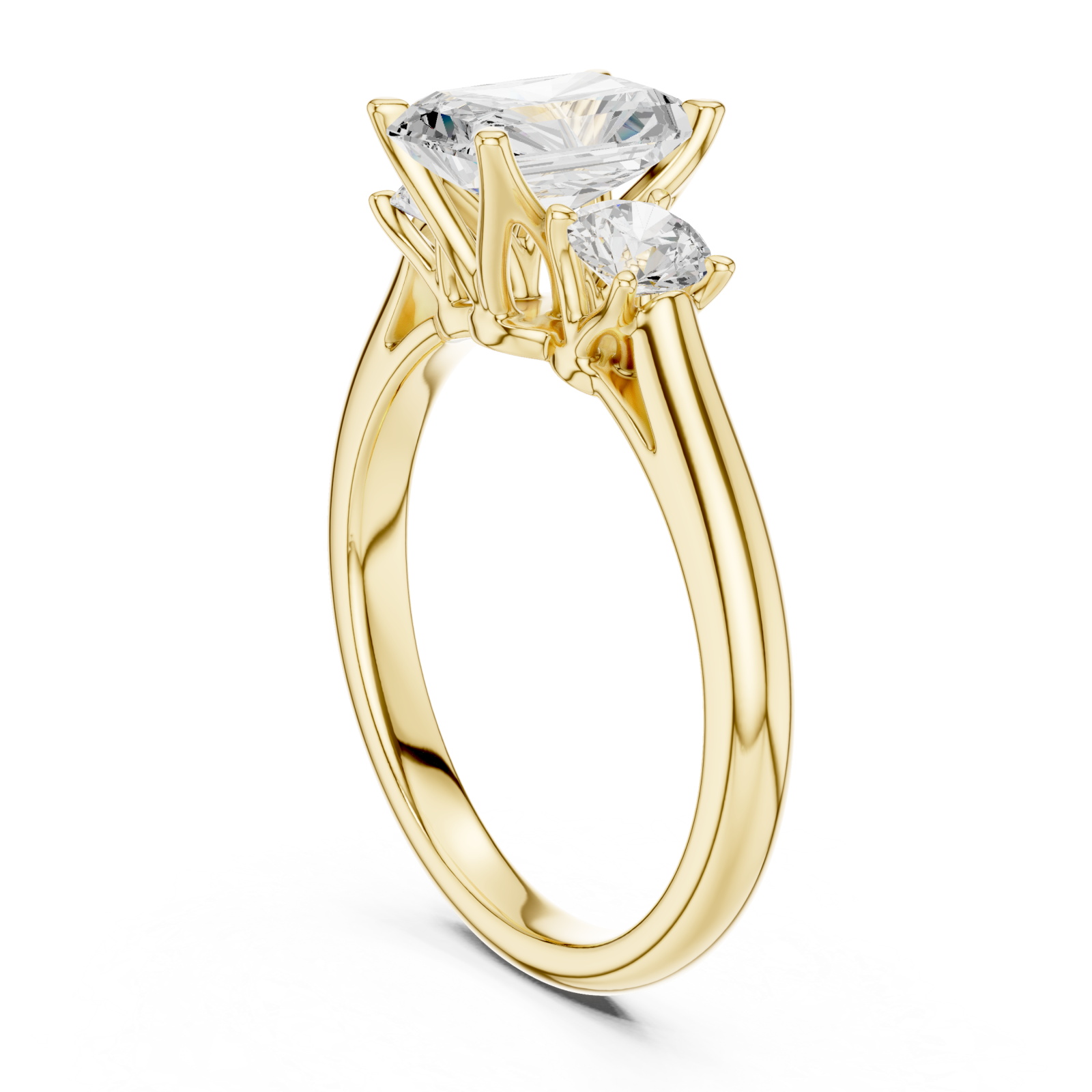  Gold Radiant Trio Statement Ring Left View