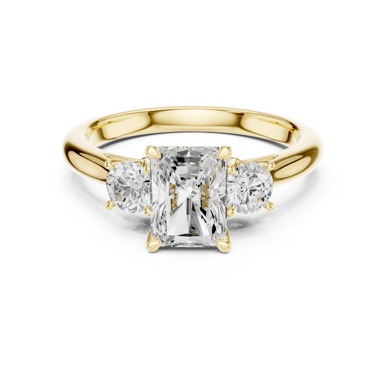  Gold Radiant Trio Statement Ring Front View
