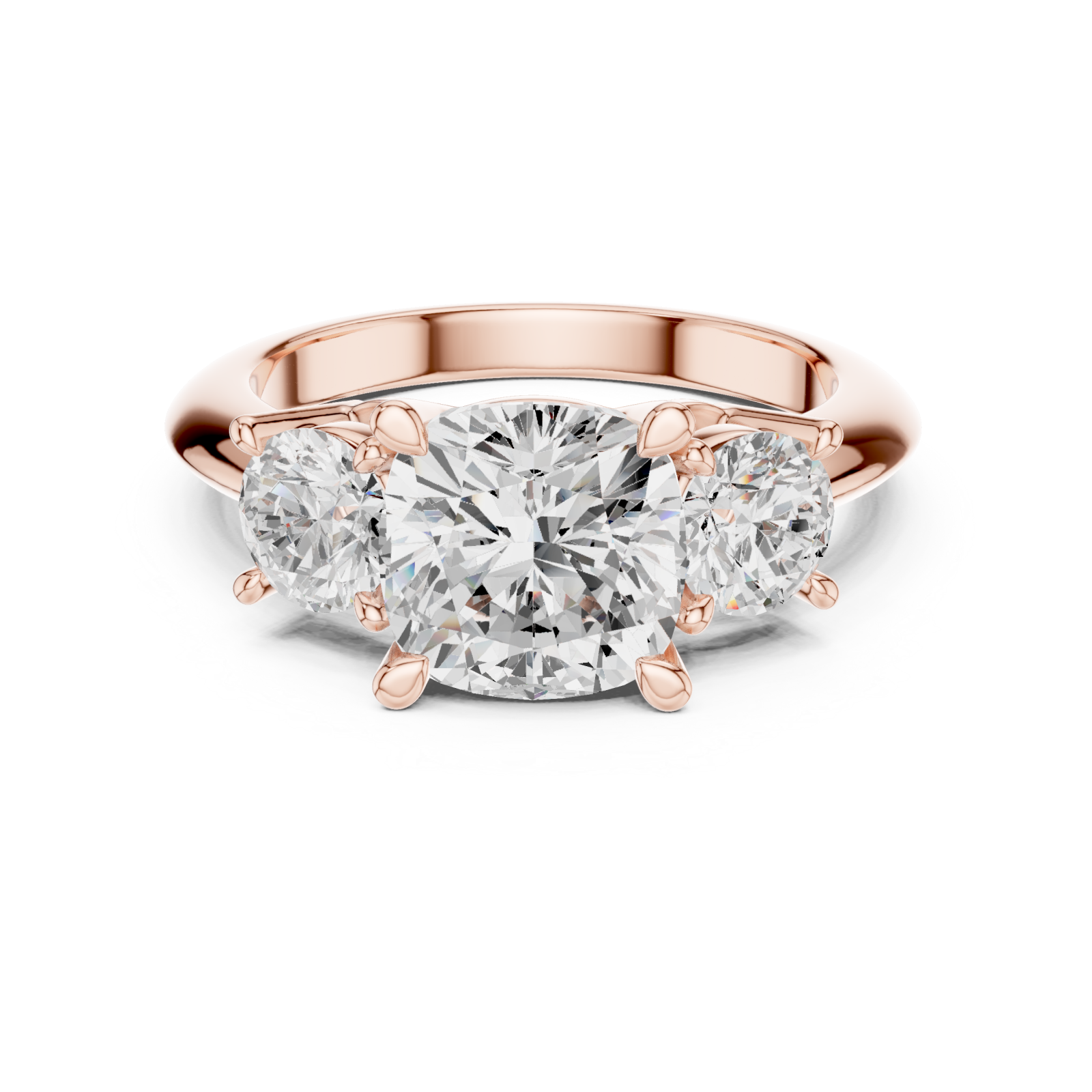  Rose Gold Classic Trinity Embrace Ring Front View