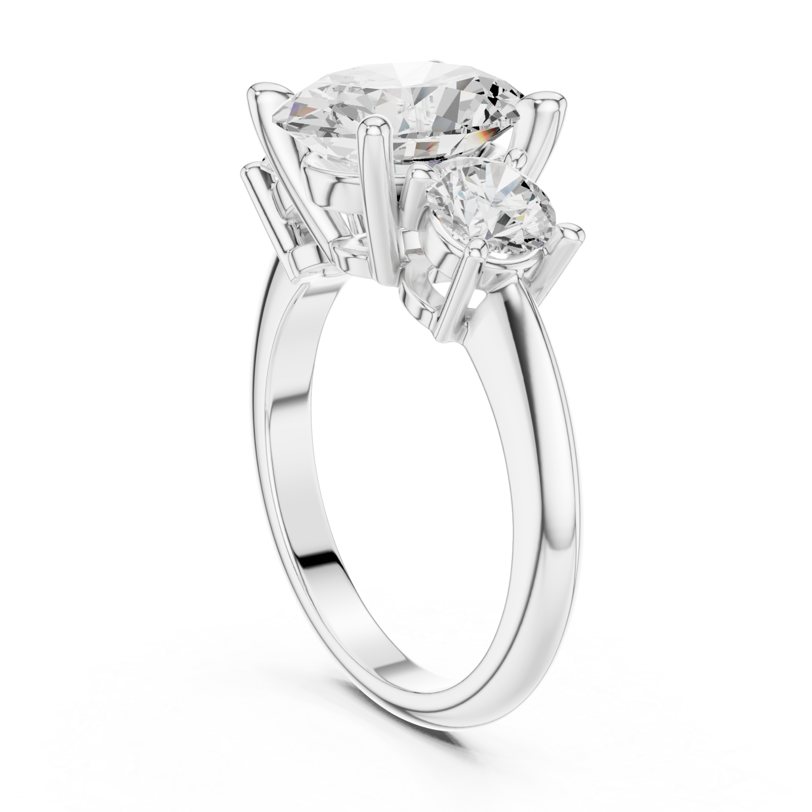  White Gold Lustre Charm Duo Ring Left View