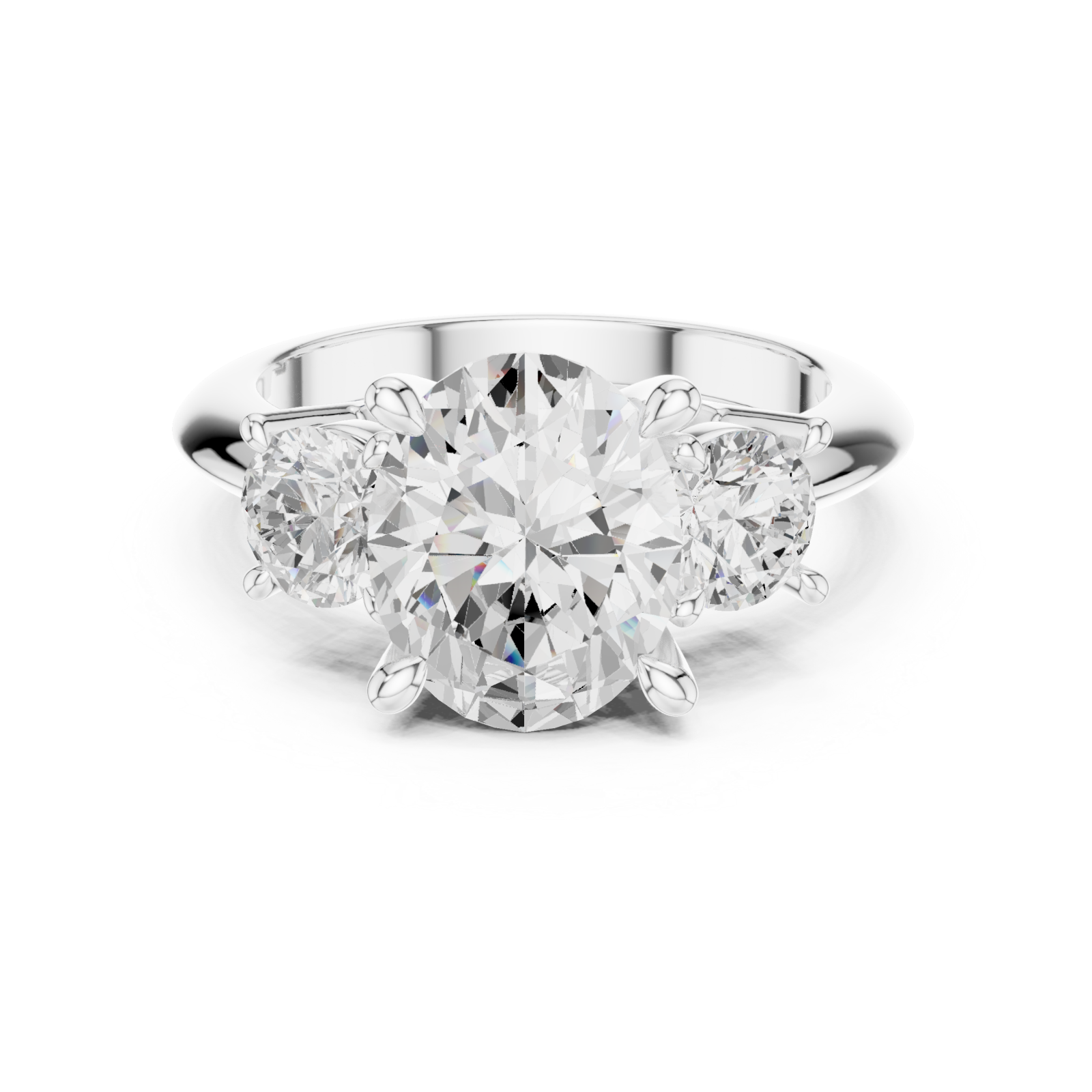  White Gold Lustre Charm Duo Ring Front View