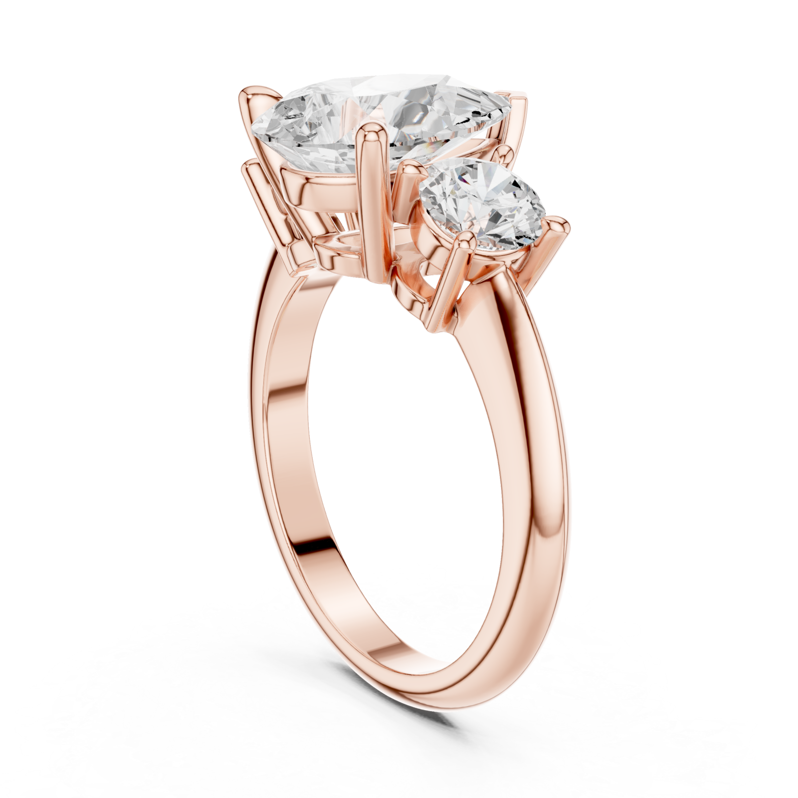 Rose Gold Radiant Pear Duo Ring Left View