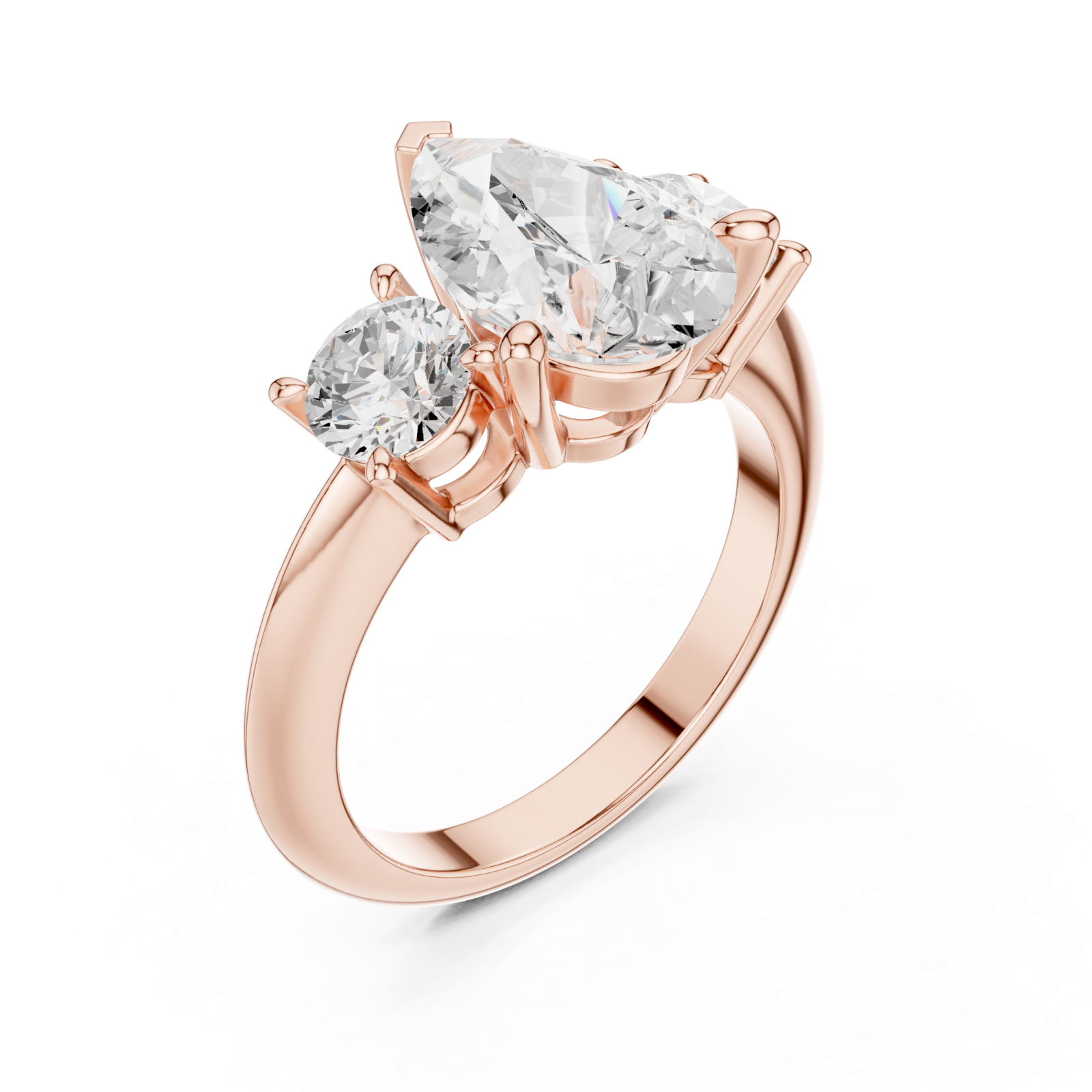  Rose Gold Radiant Pear Duo Ring Right View