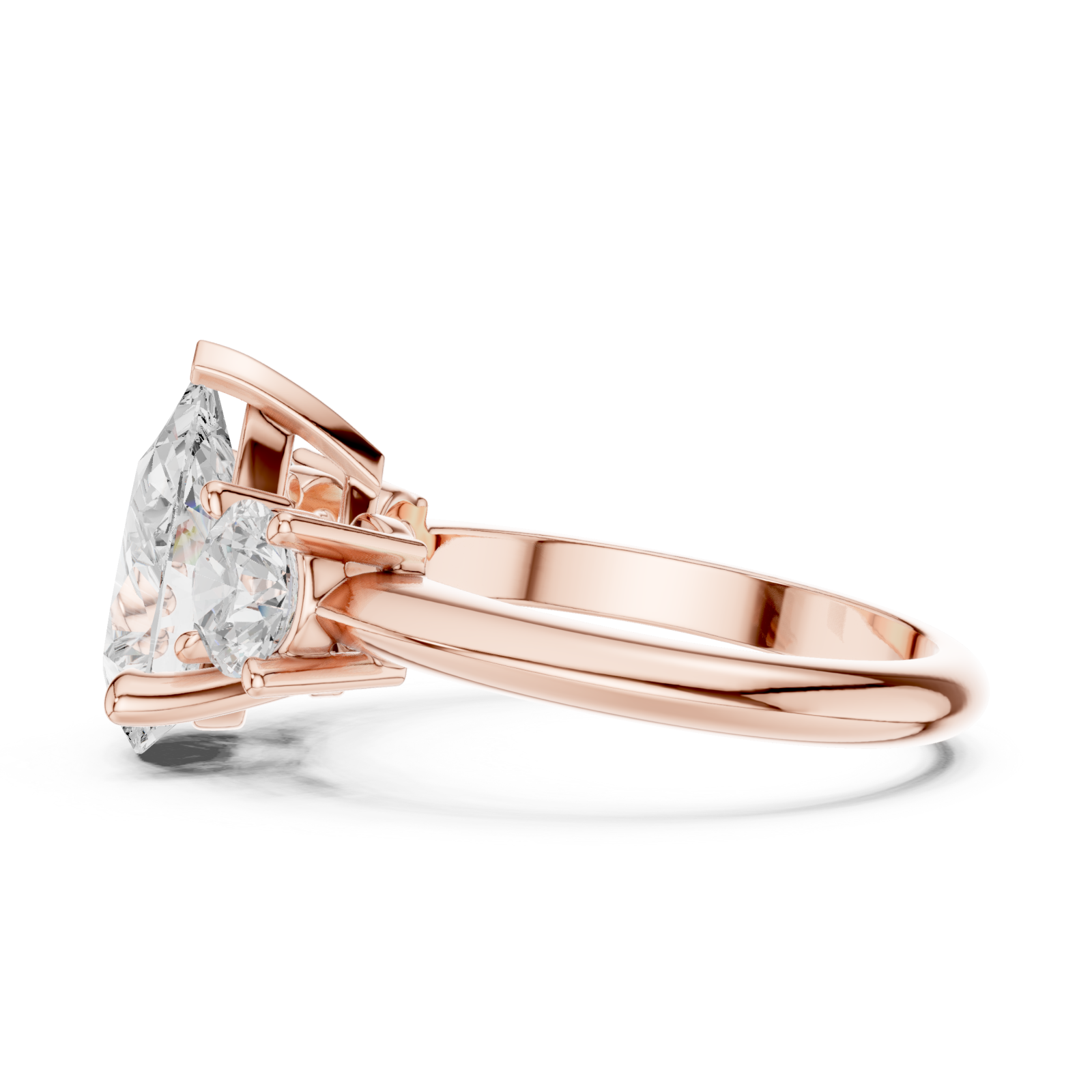 Rose Gold Radiant Pear Duo Ring Side View