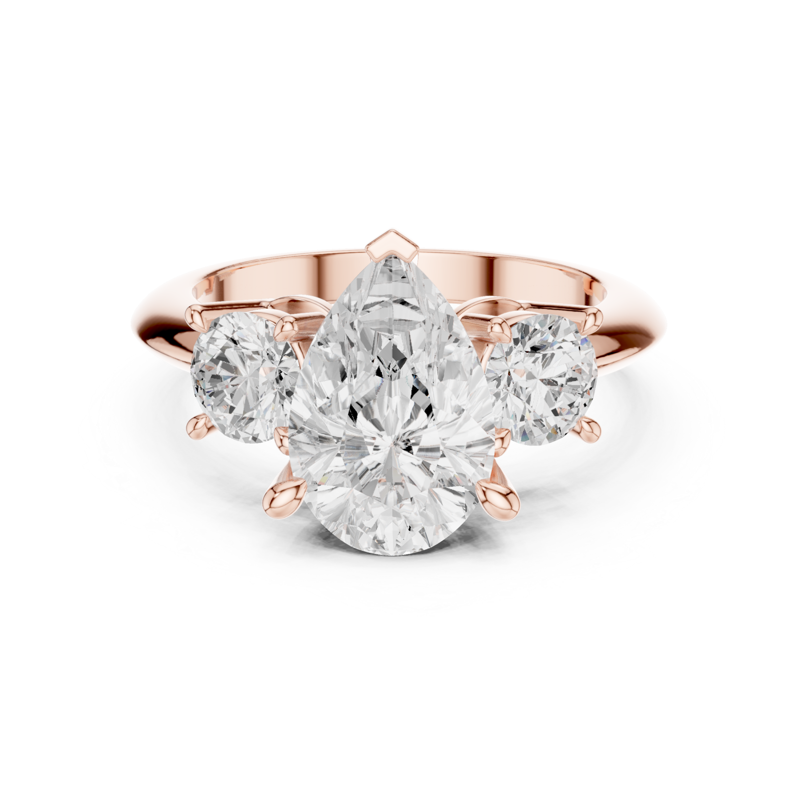  Rose Gold Radiant Pear Duo Ring Front View