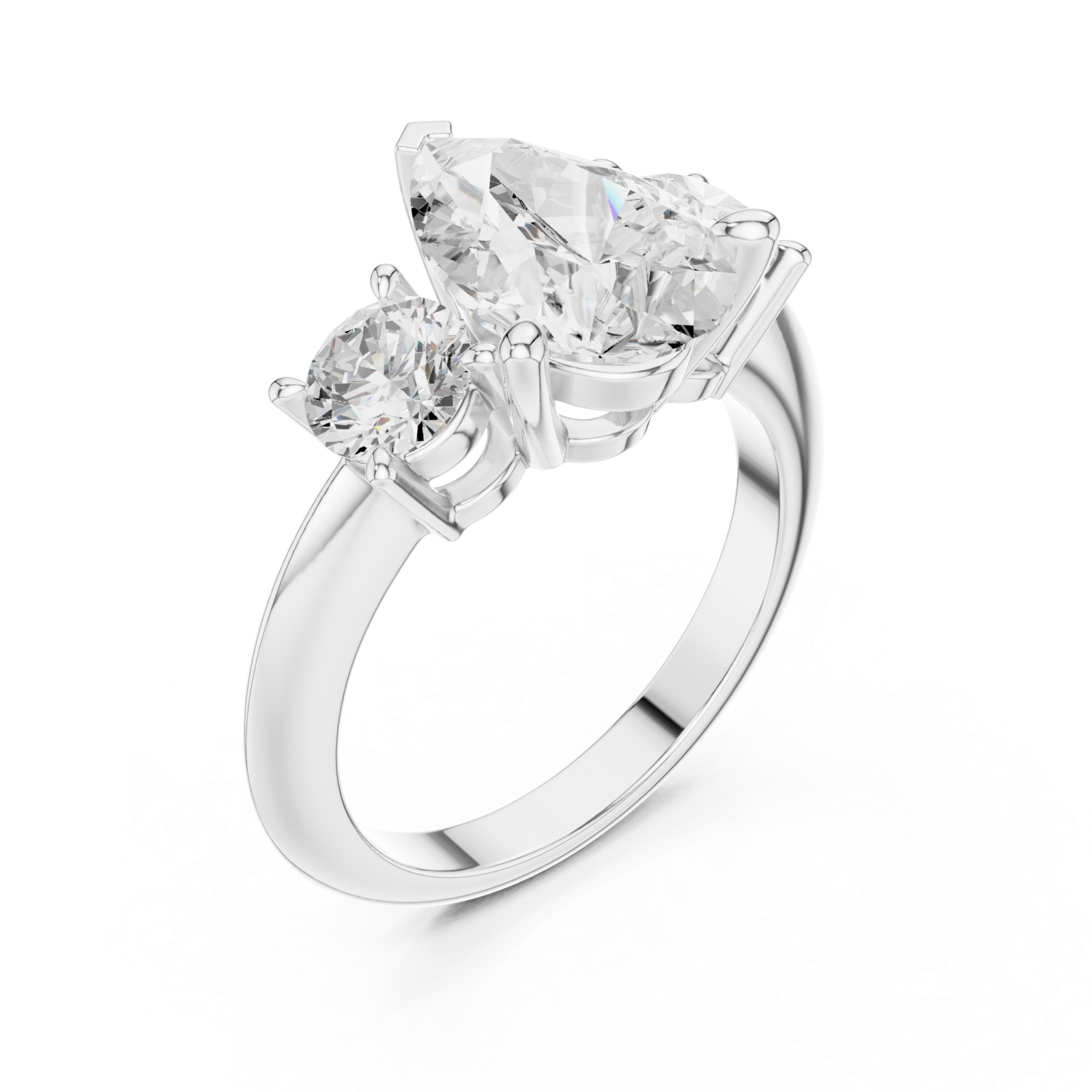  White Gold Radiant Pear Duo Ring Right View