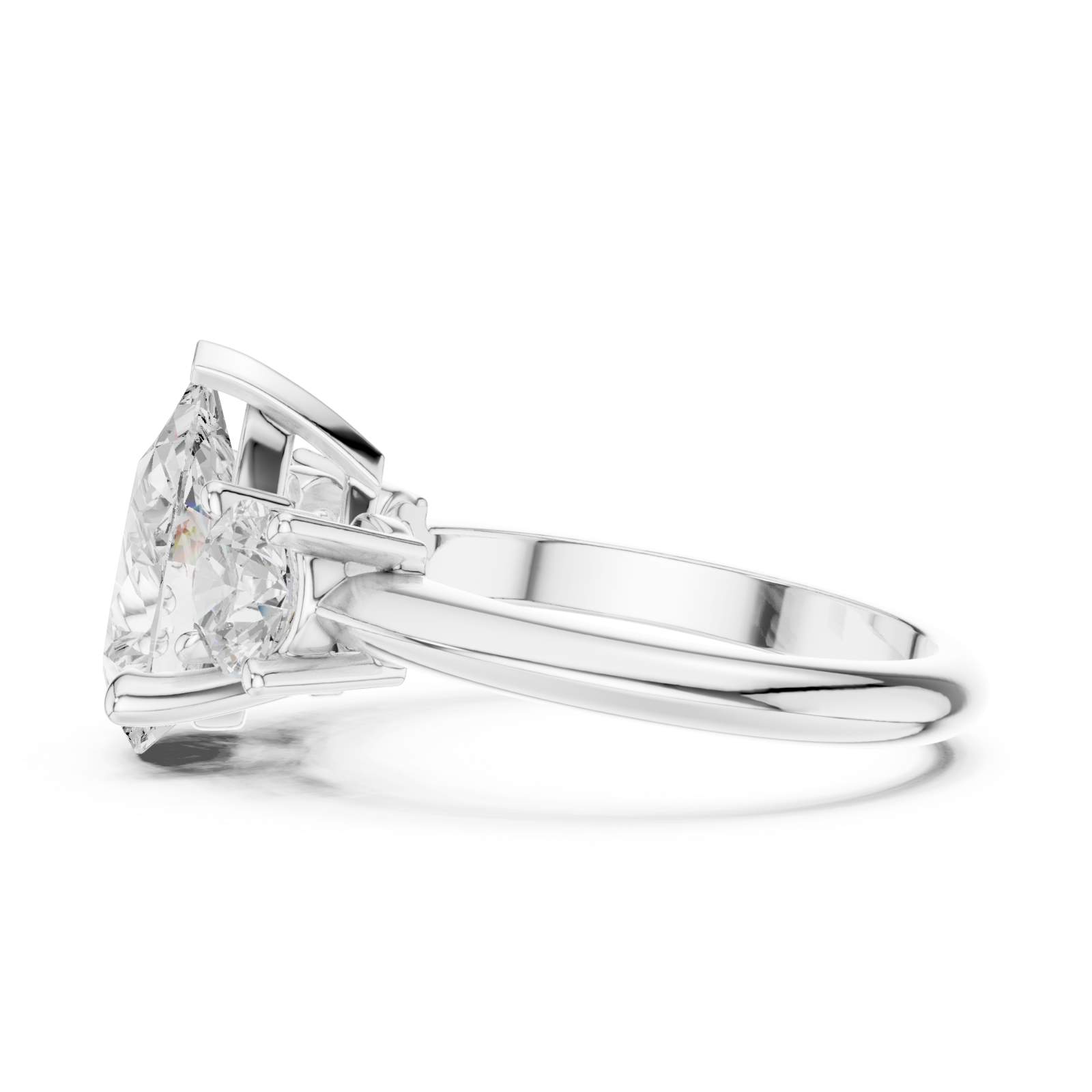  White Gold Radiant Pear Duo Ring Side View