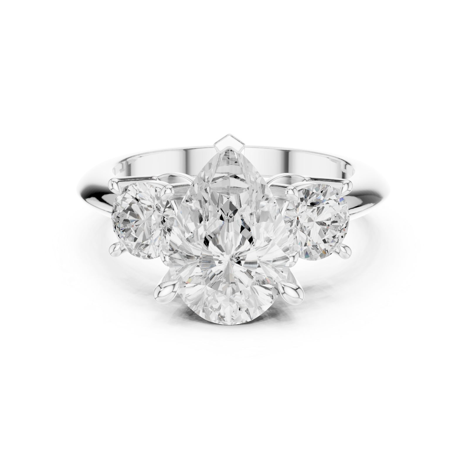  White Gold Radiant Pear Duo Ring Front View