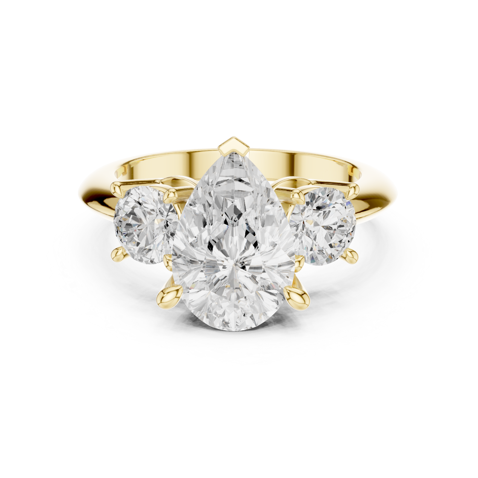  Gold Radiant Pear Duo Ring Front View