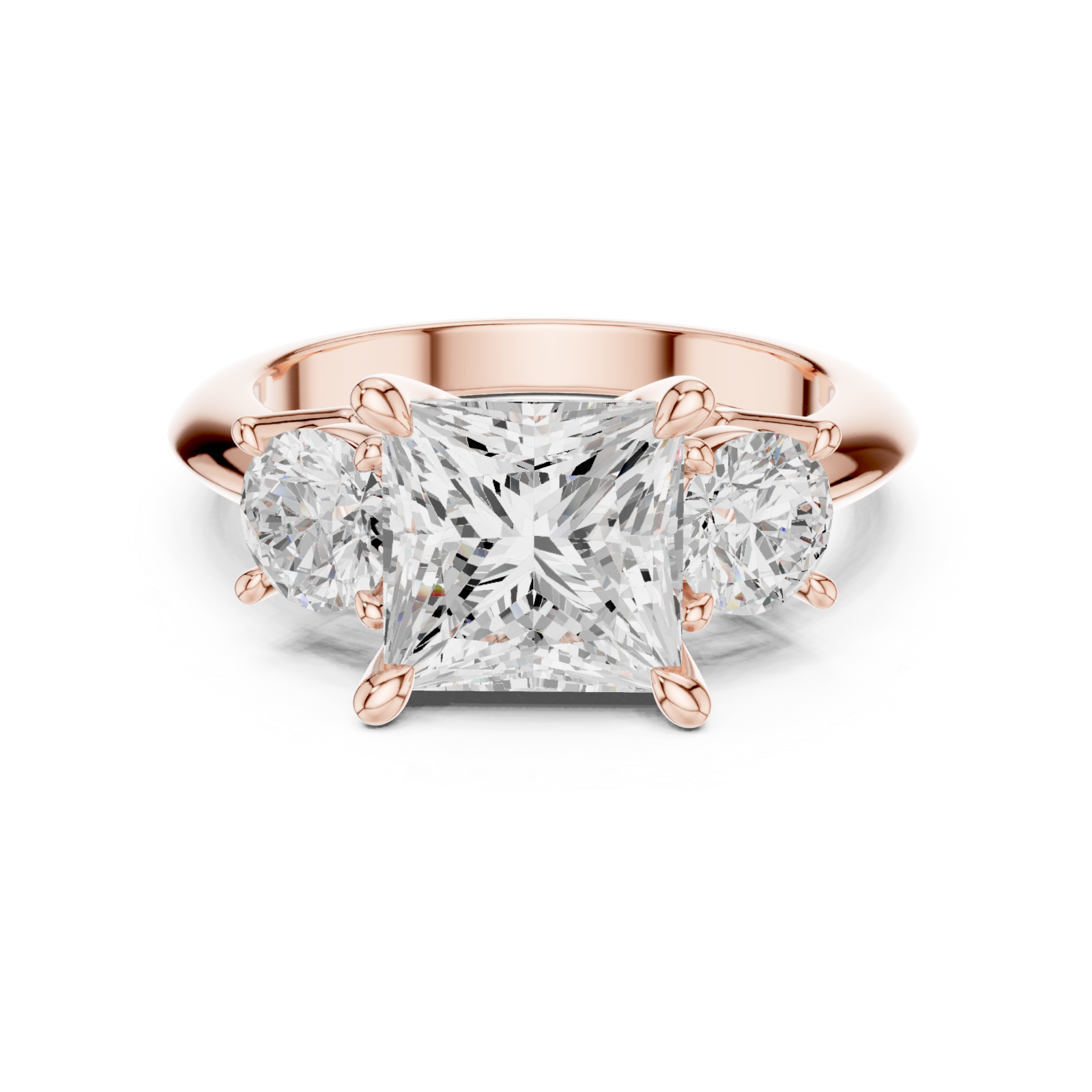  Rose Gold Classic Trine Elegance Ring Front View