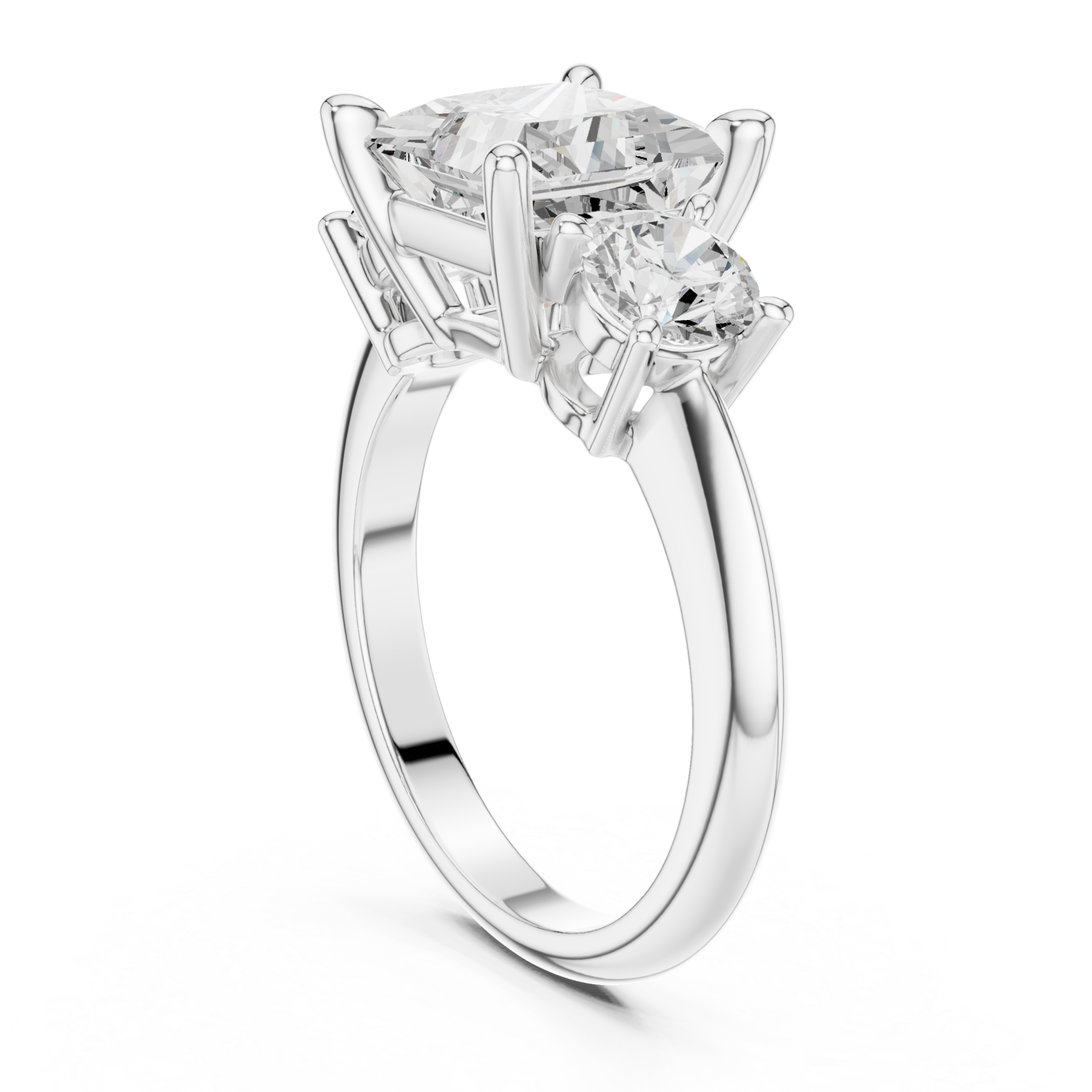  White Gold Classic Trine Elegance Ring Left View