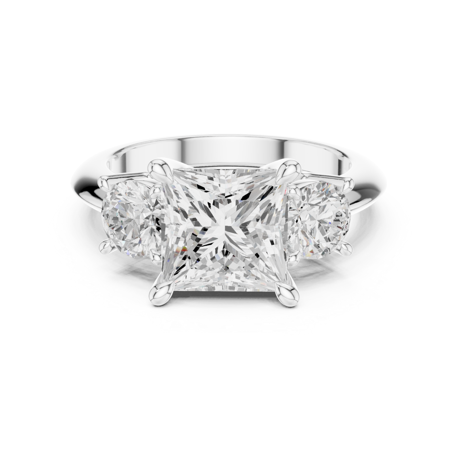  White Gold Classic Trine Elegance Ring Front View