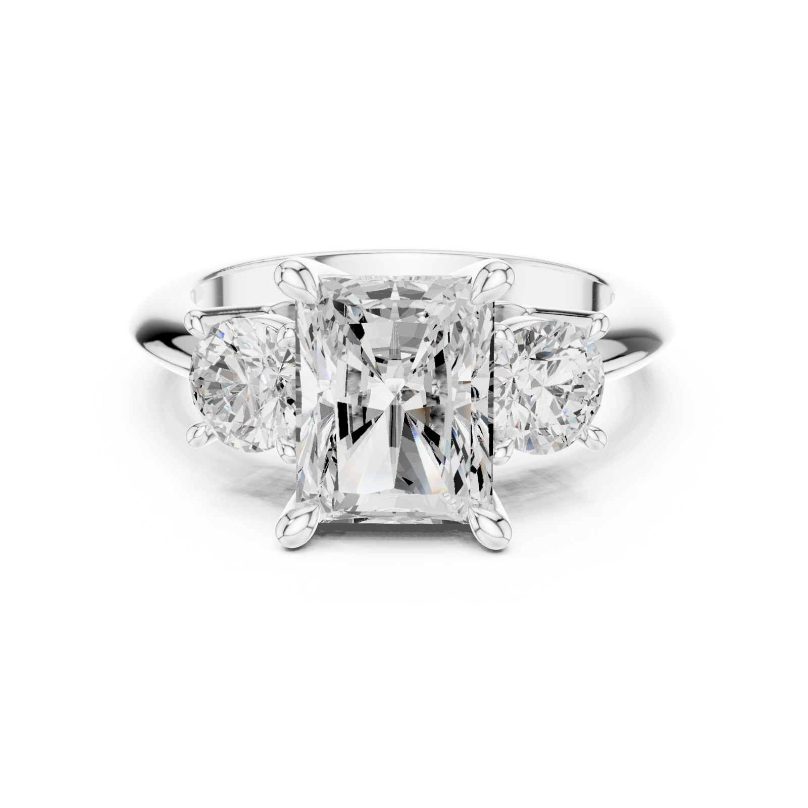  White Gold Celestial Radiance Classic Trio Ring Front View