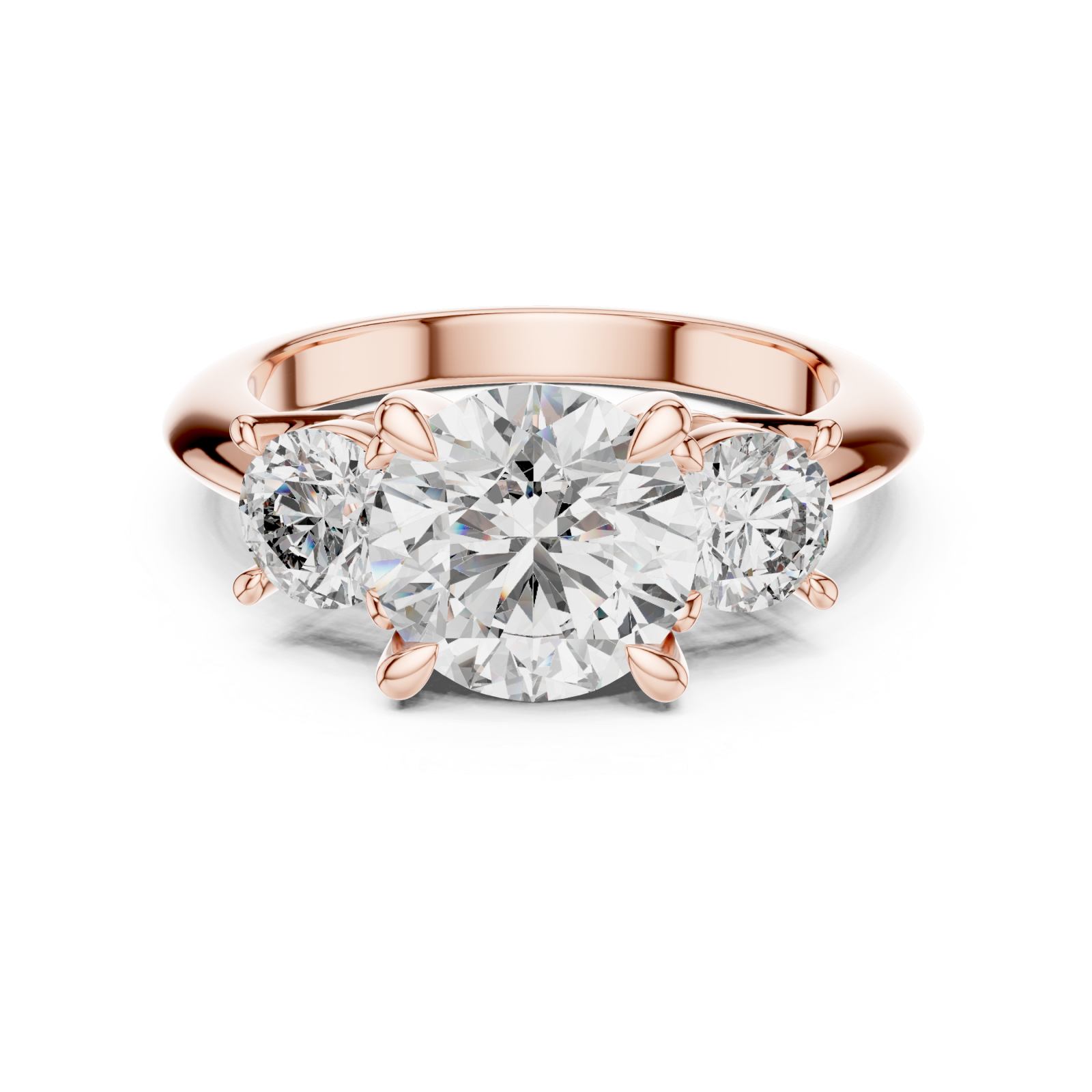  Rose Gold Celestial Grace Twin Stone Ring Front View