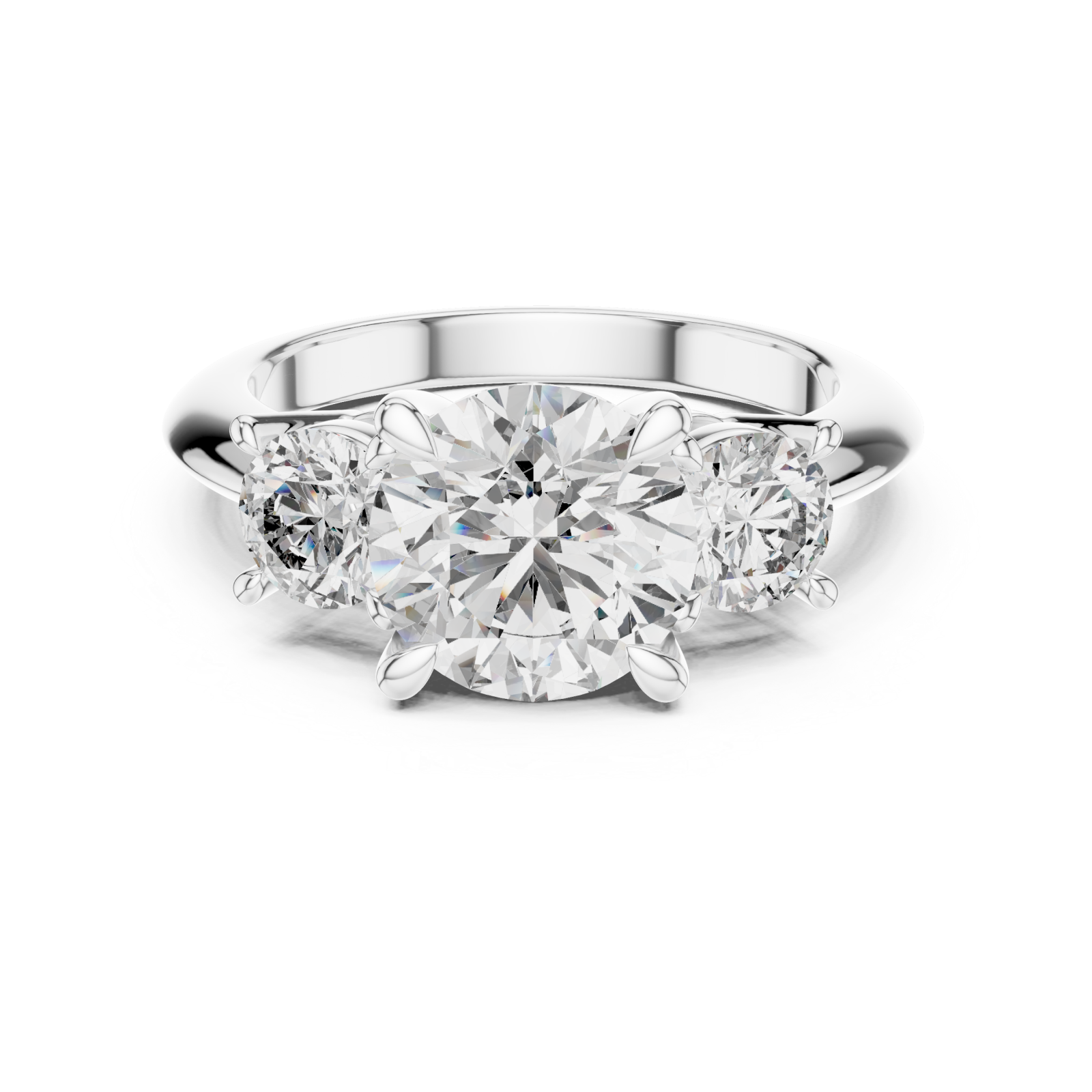  White Gold Celestial Grace Twin Stone Ring Front View