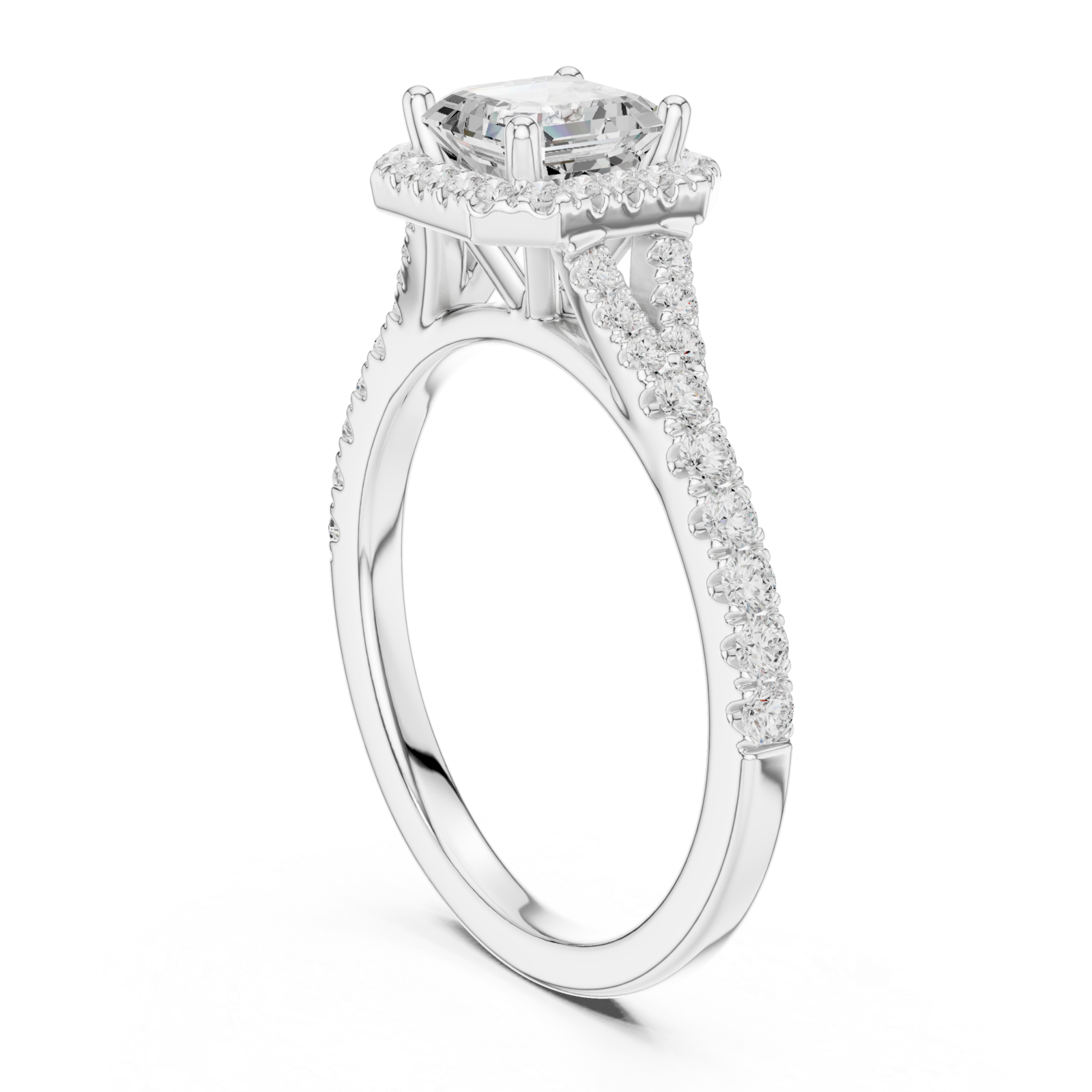  White Gold Regal Serenity Halo Engagement Ring Left View