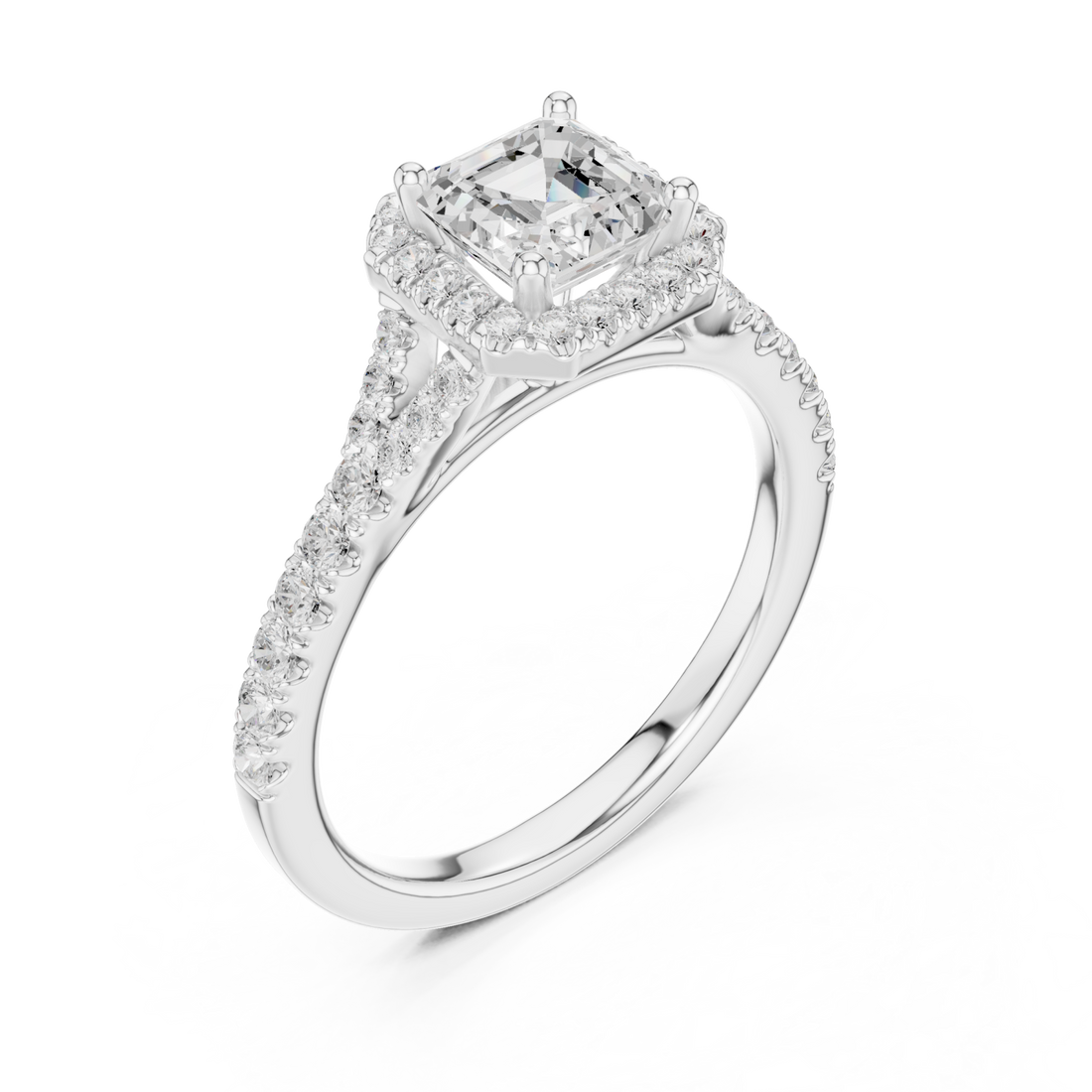  White Gold Regal Serenity Halo Engagement Ring Right View