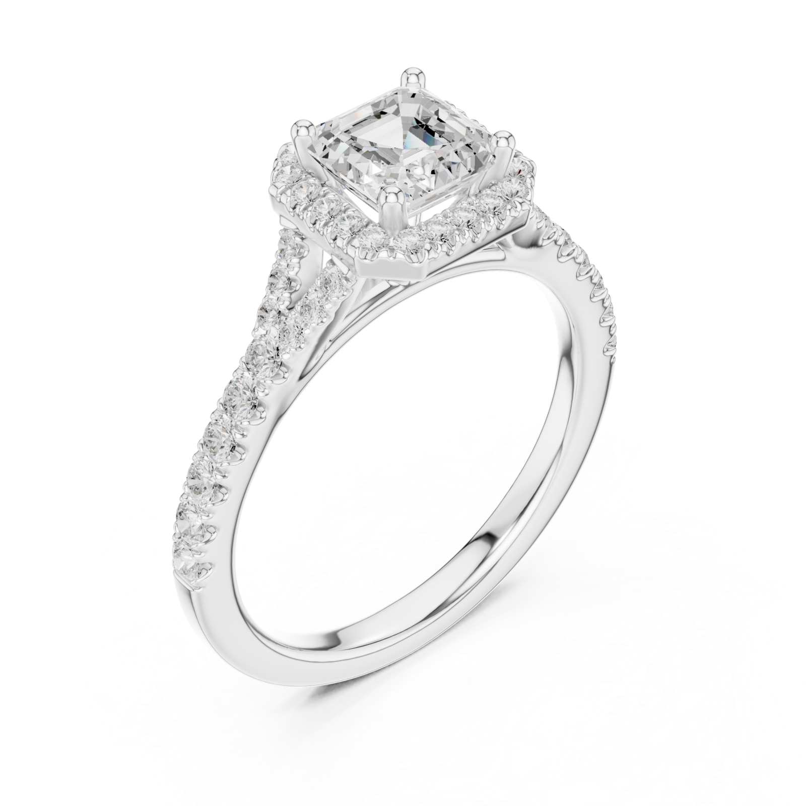  White Gold Regal Serenity Halo Engagement Ring Right View
