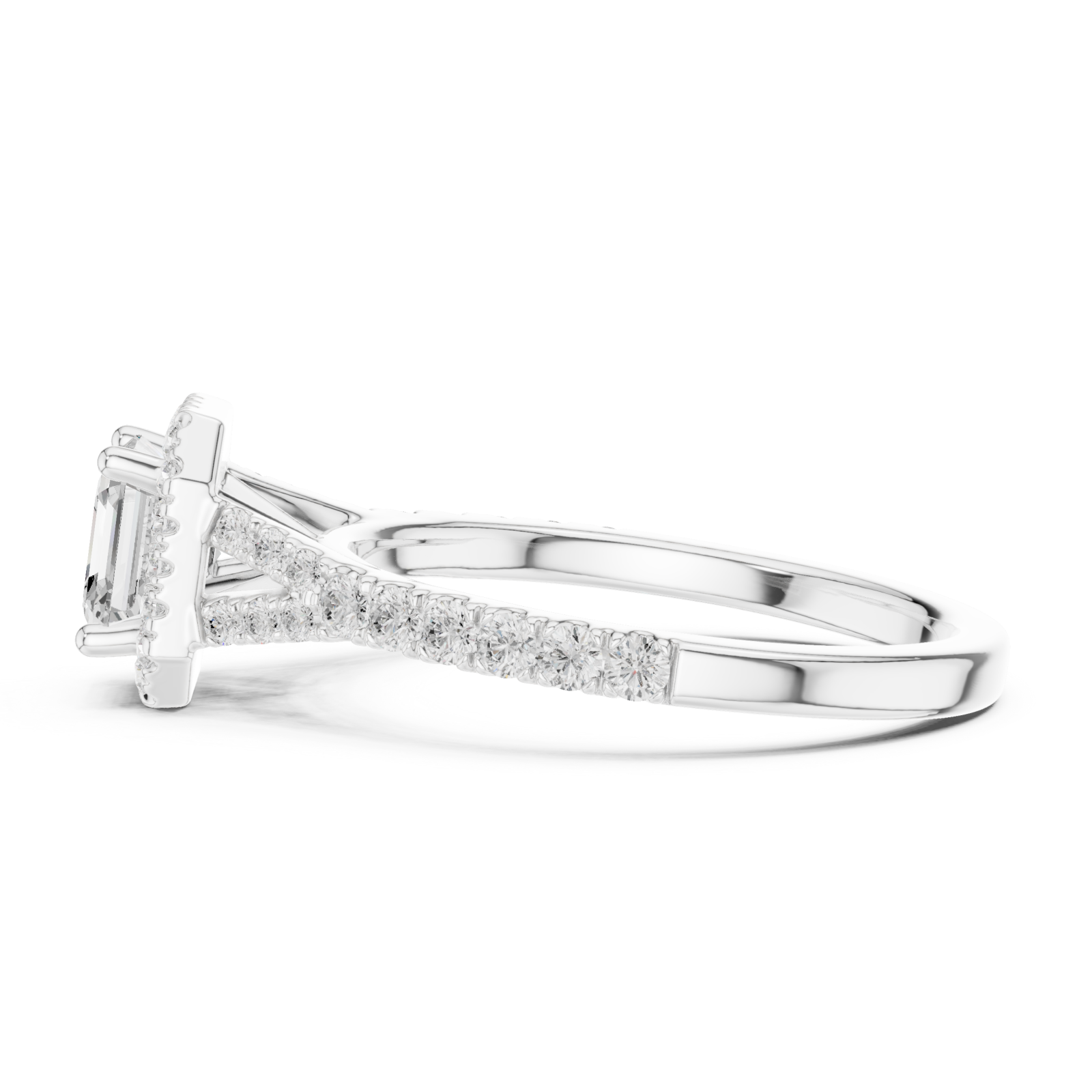  White Gold Regal Serenity Halo Engagement Ring Side View