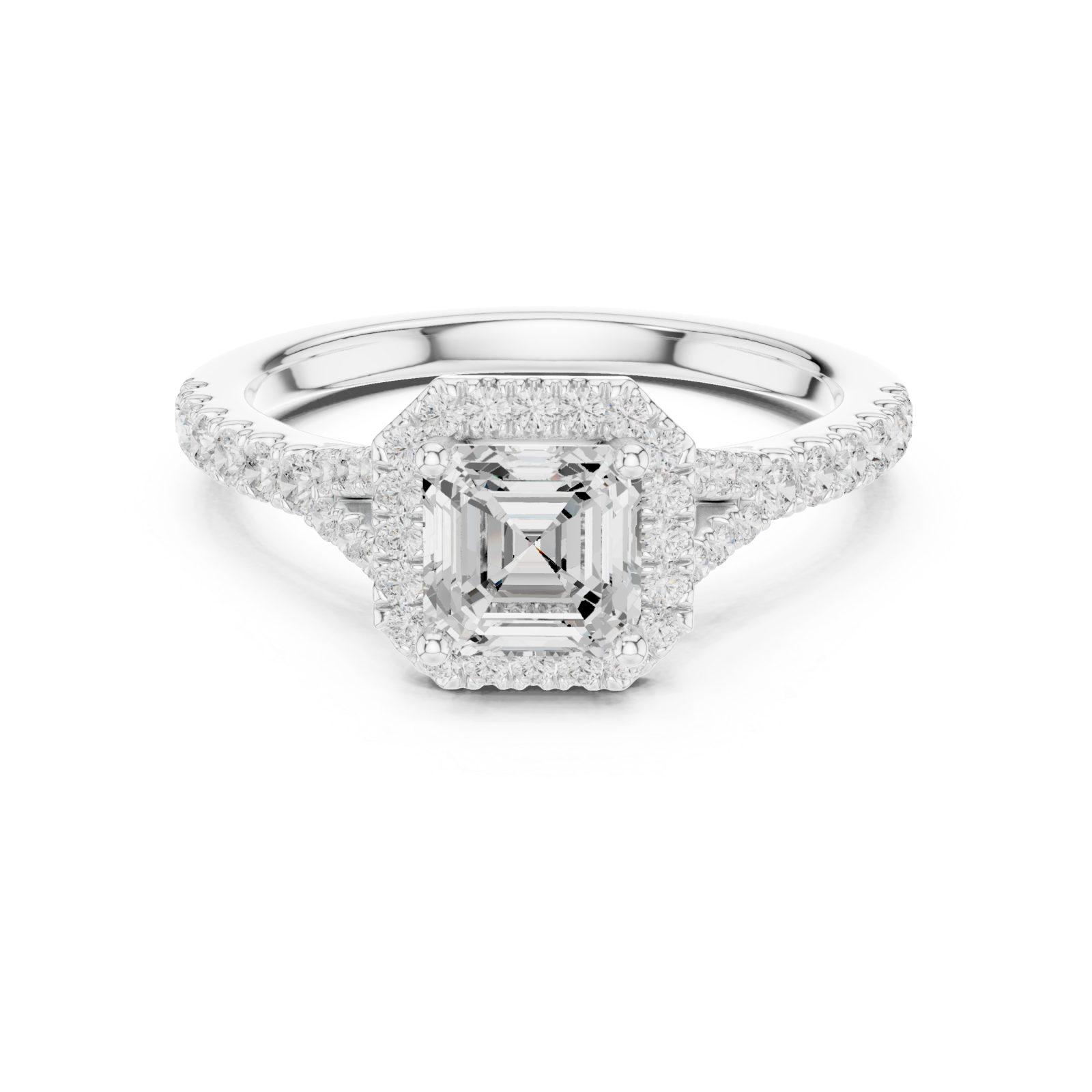  White Gold Regal Serenity Halo Engagement Ring Front View