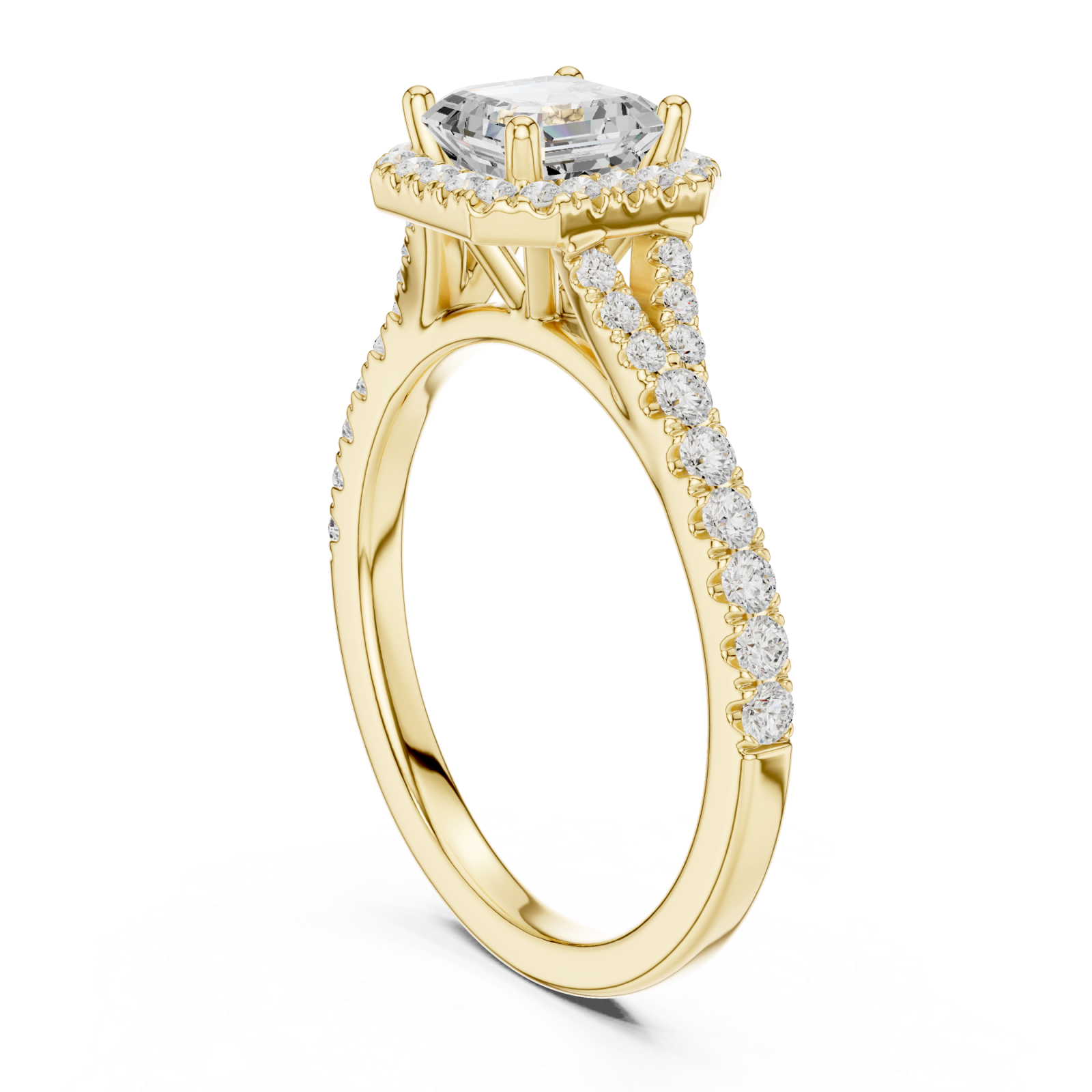  Gold Regal Serenity Halo Engagement Ring Left View