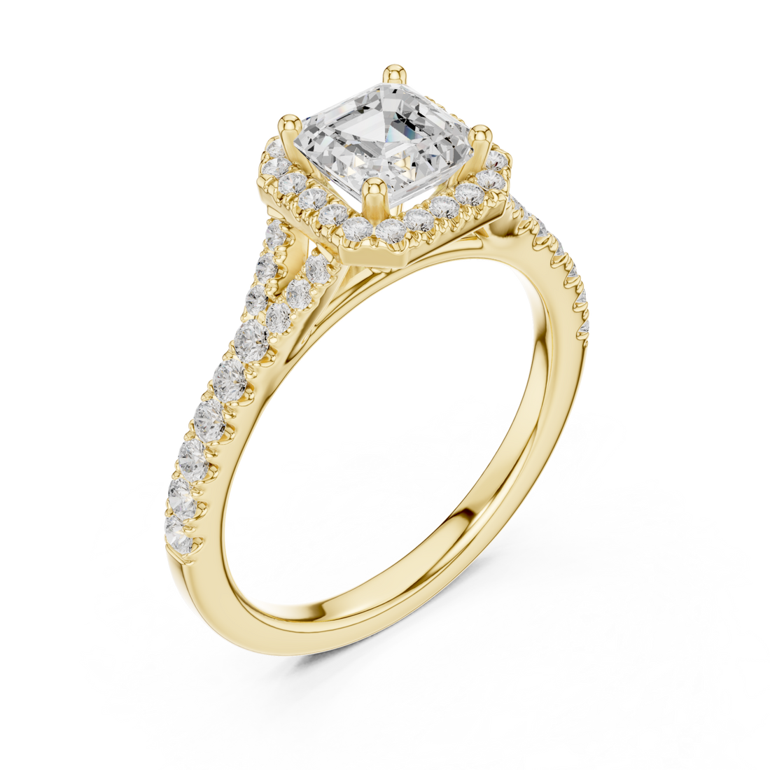 Gold Regal Serenity Halo Engagement Ring Right View