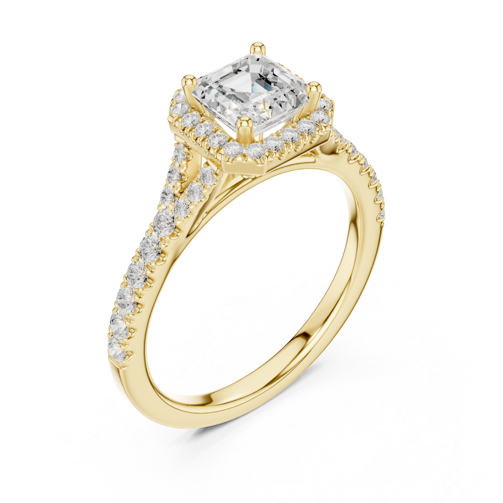 Gold Regal Serenity Halo Engagement Ring Right View