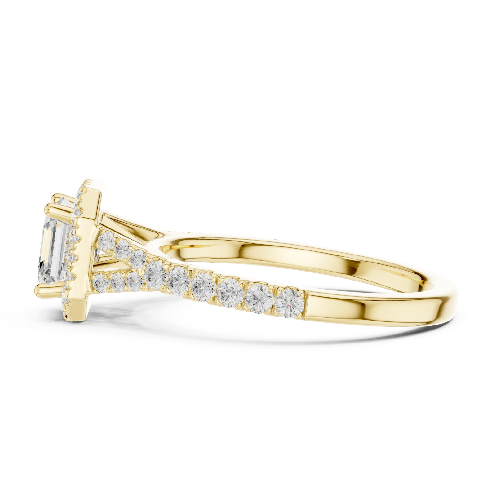  Gold Regal Serenity Halo Engagement Ring Side View