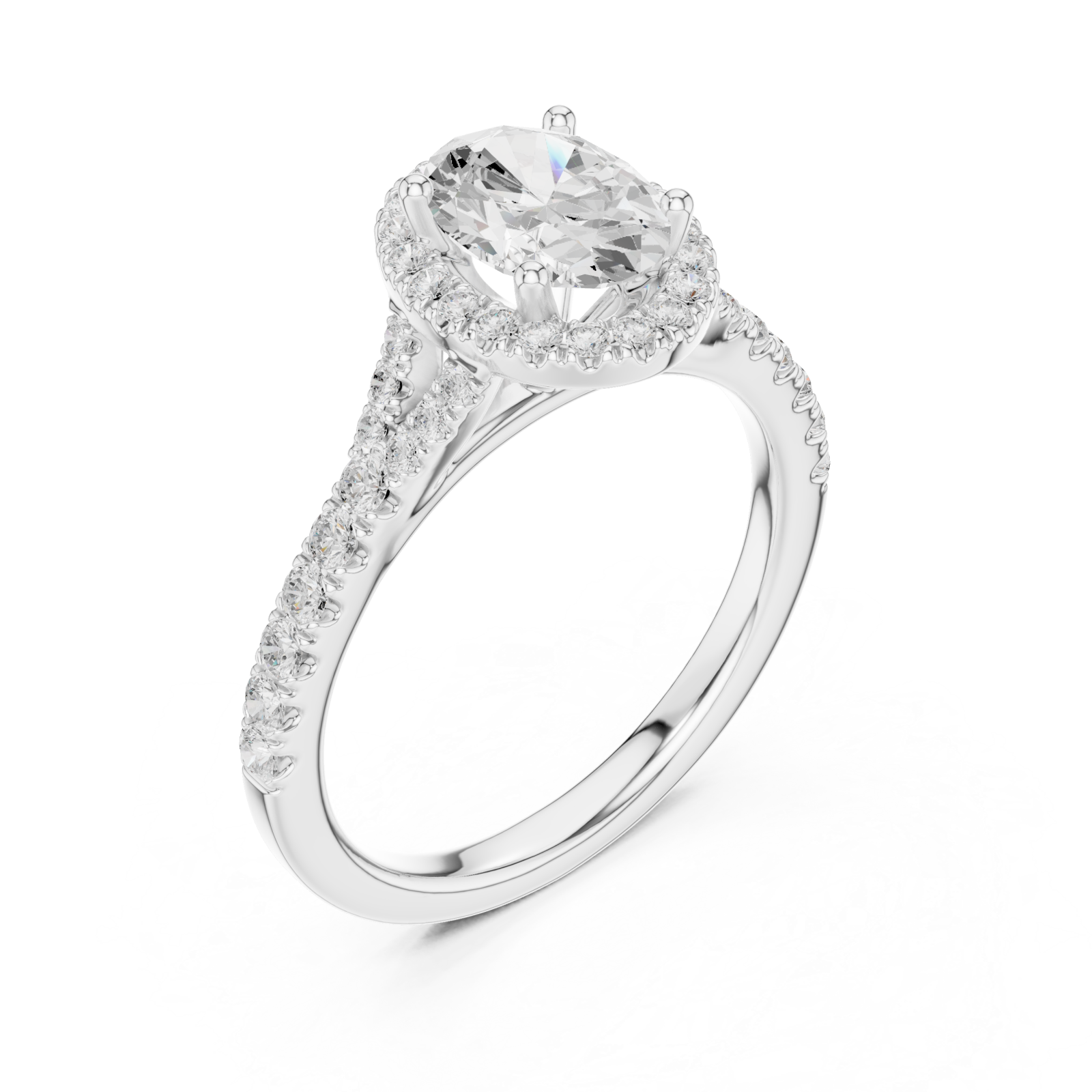  White Gold Graceful Halo Solitaire Ring Right View
