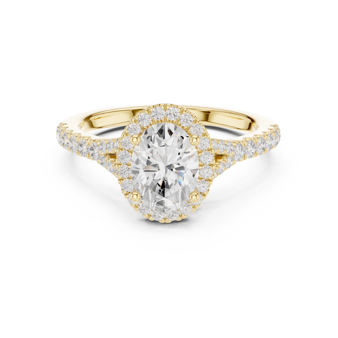 Gold Graceful Halo Solitaire Ring Right View