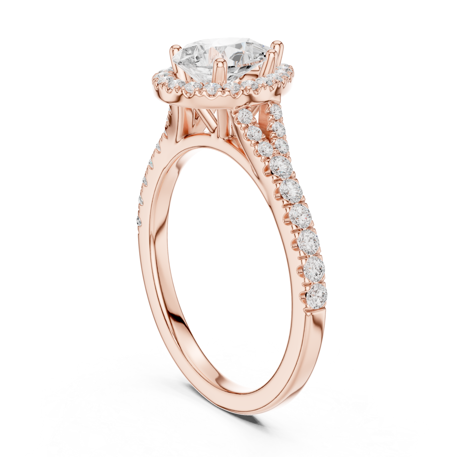  Rose Gold Celestial Marquise Halo Ring Left View