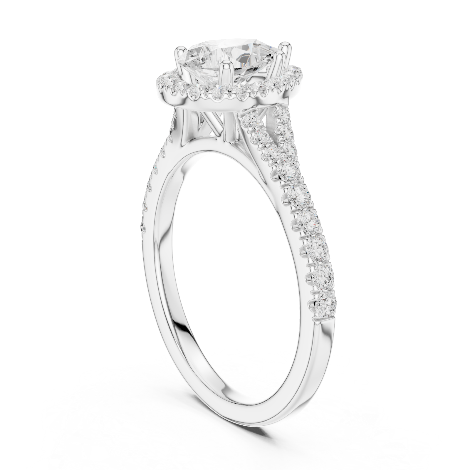  White Gold Celestial Marquise Halo Ring Left View