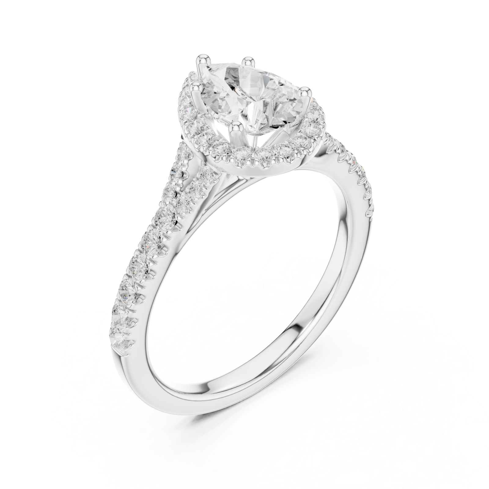  White Gold Celestial Marquise Halo Ring Right View