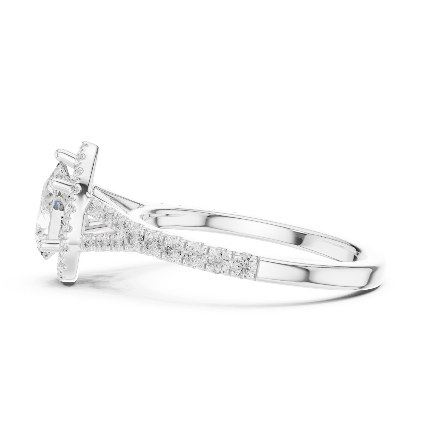  White Gold Celestial Marquise Halo Ring Side View