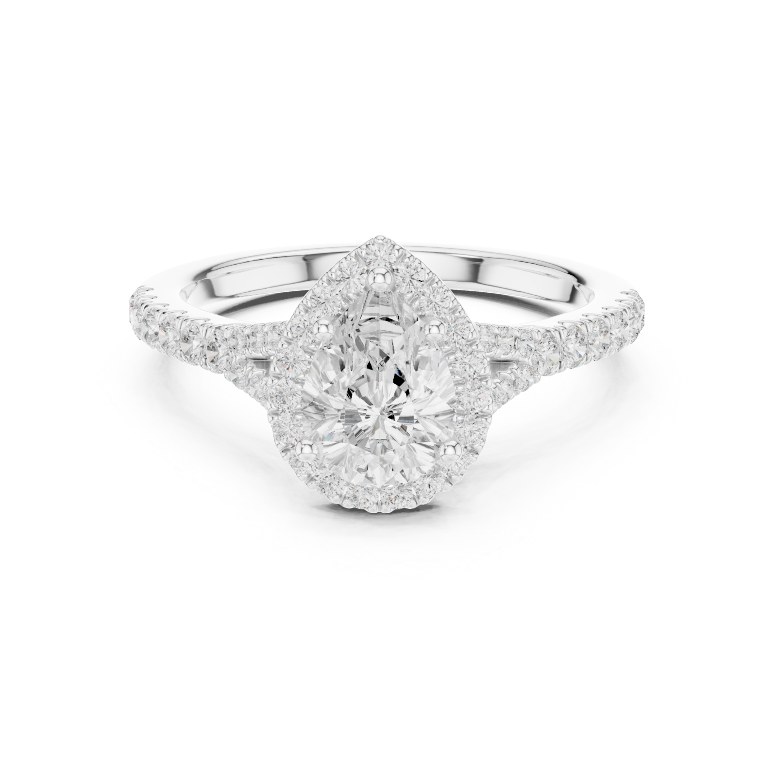  White Gold Celestial Marquise Halo Ring Front View
