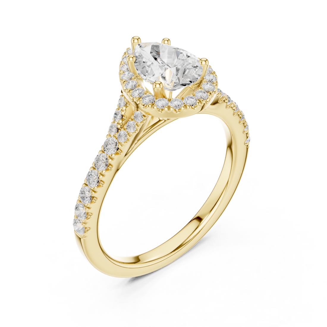 Gold Celestial Marquise Halo Ring Right View