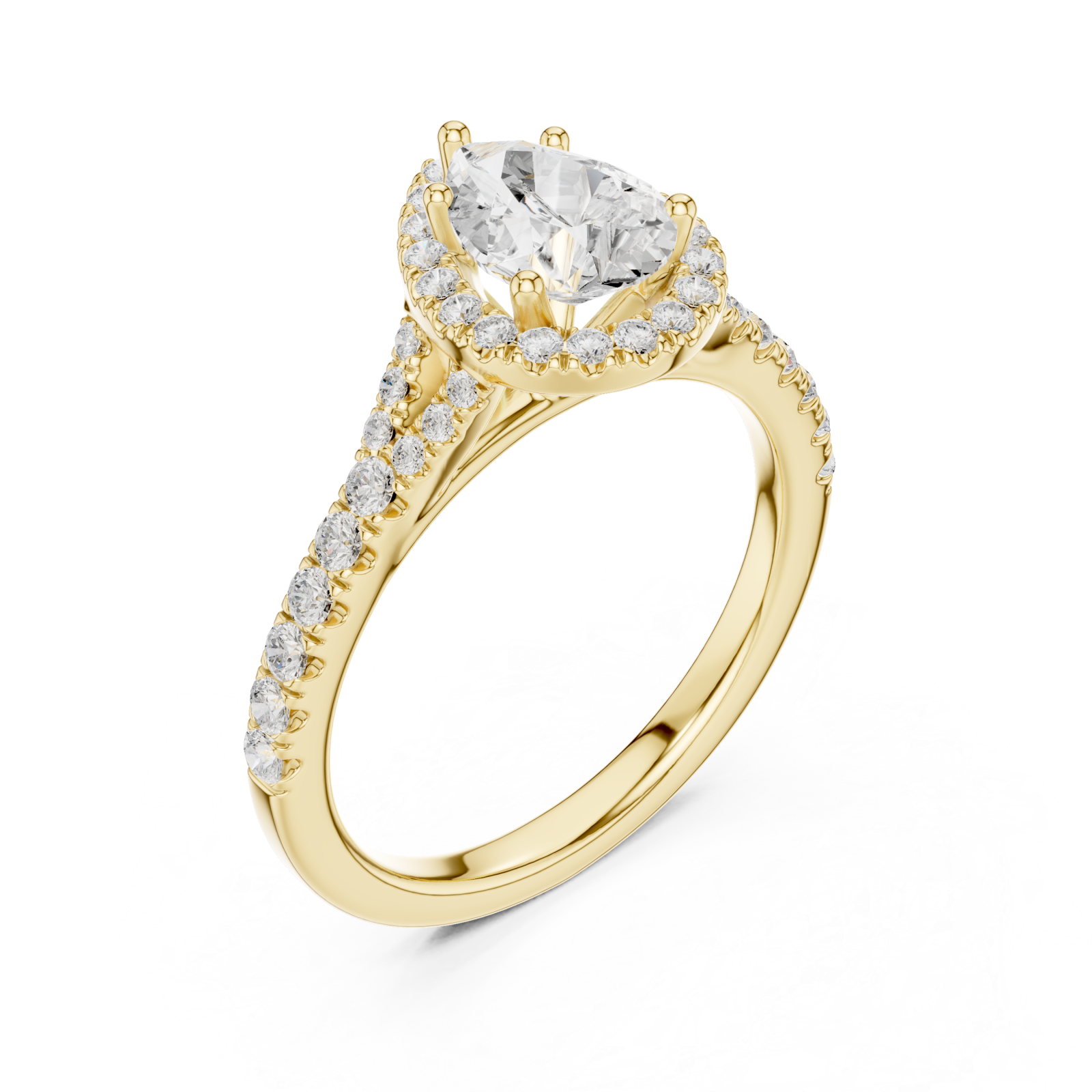 Gold Celestial Marquise Halo Ring Right View