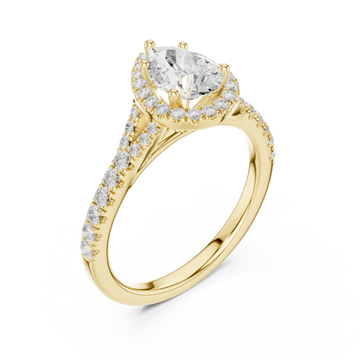 Gold Celestial Marquise Halo Ring Right View