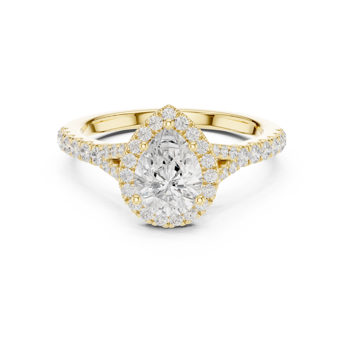 Gold Celestial Marquise Halo Ring Right View
