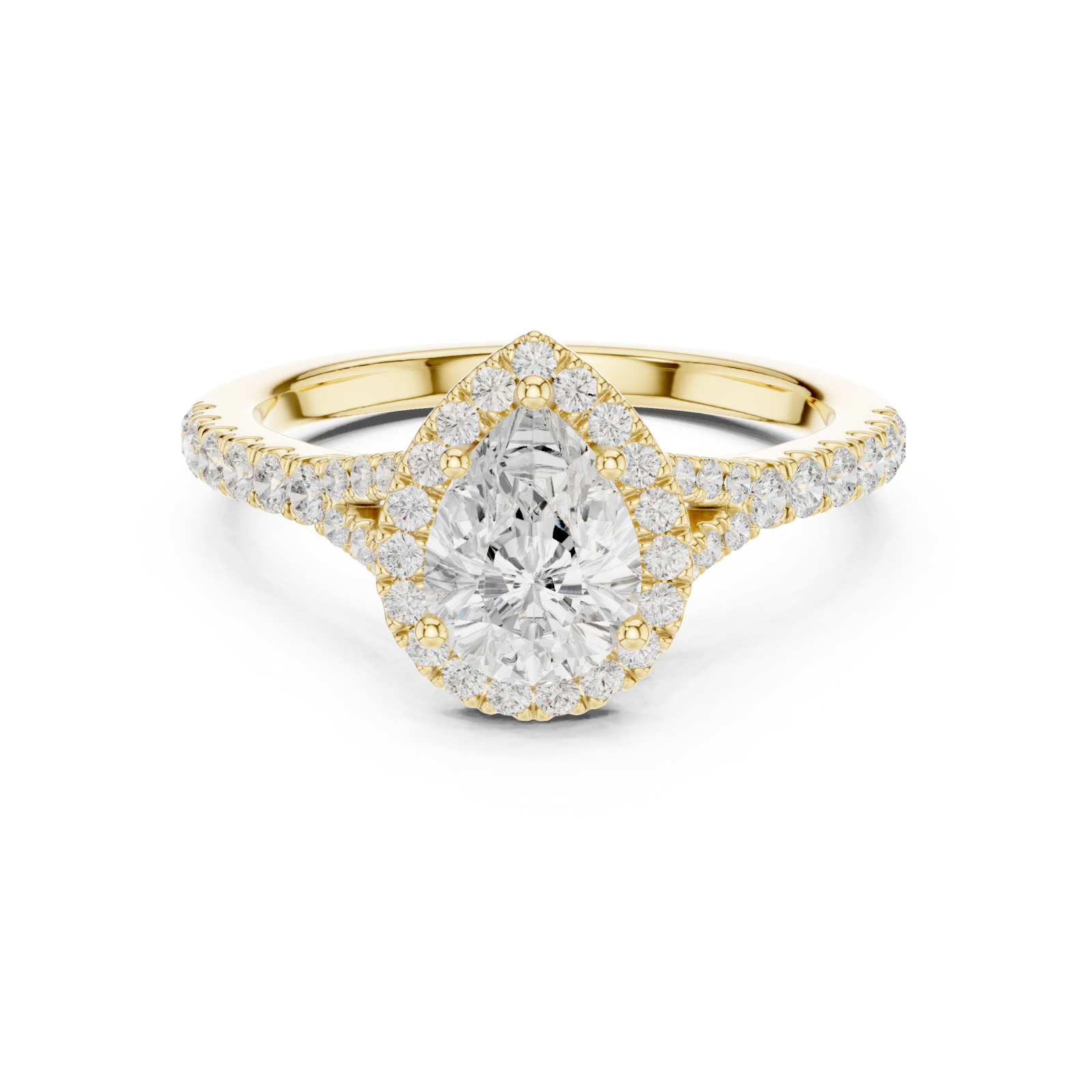  Gold Celestial Marquise Halo Ring Front View