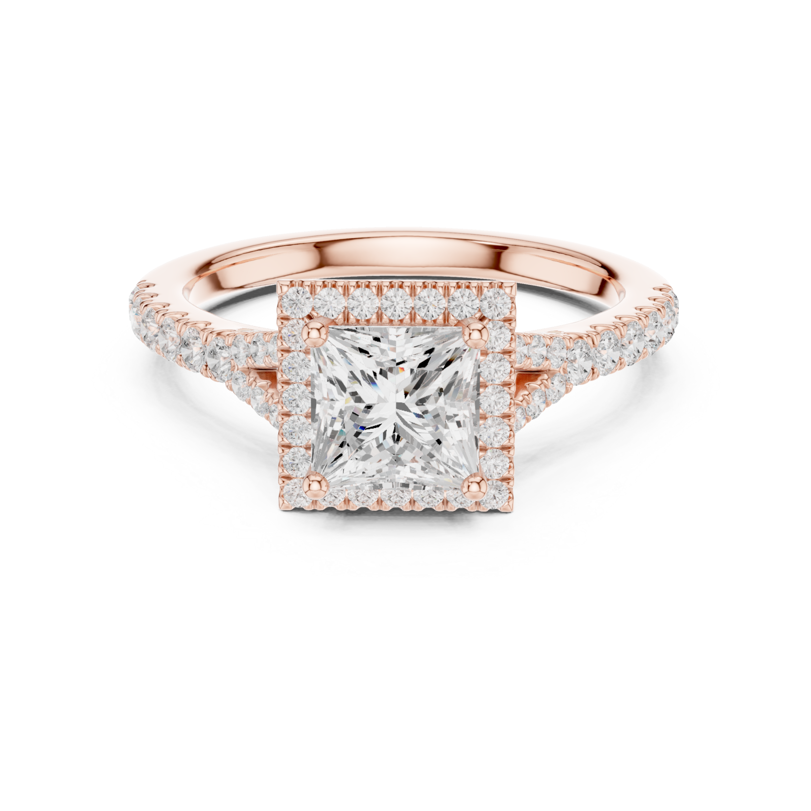  Rose Gold Elegance Crown Ring Front View