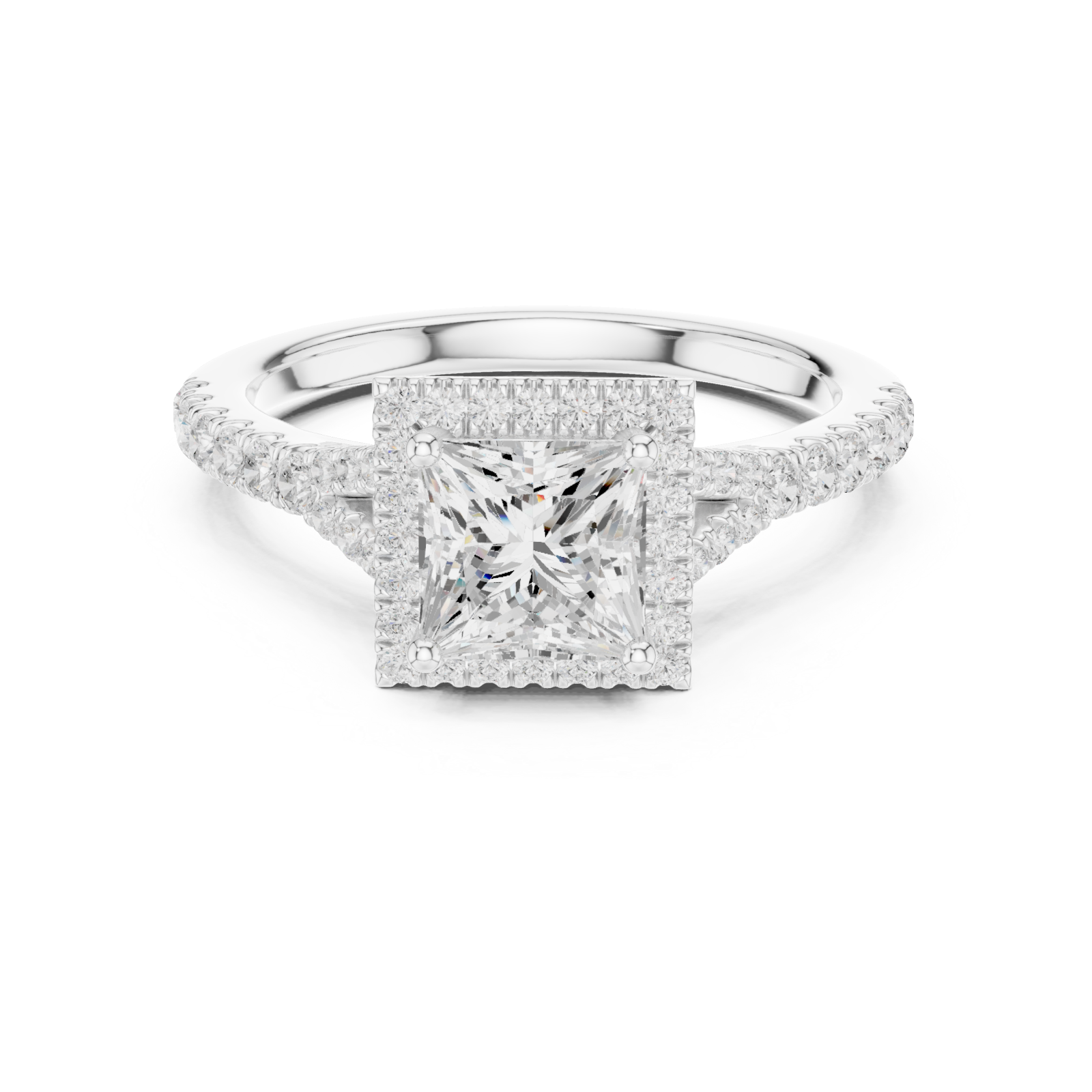  White Gold Elegance Crown Ring Front View