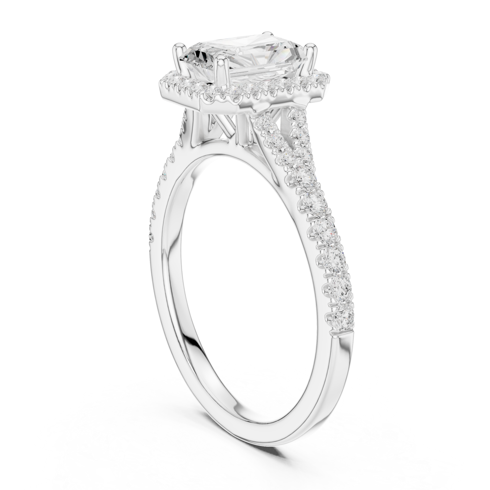  White Gold Lustrous Crown Elevation Ring Left View