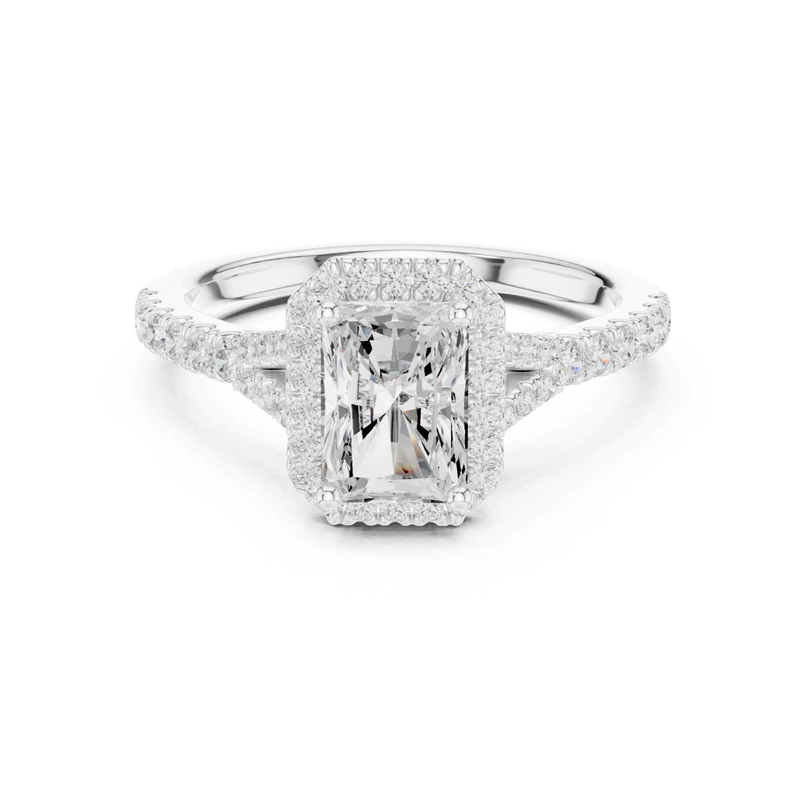  White Gold Lustrous Crown Elevation Ring Front View