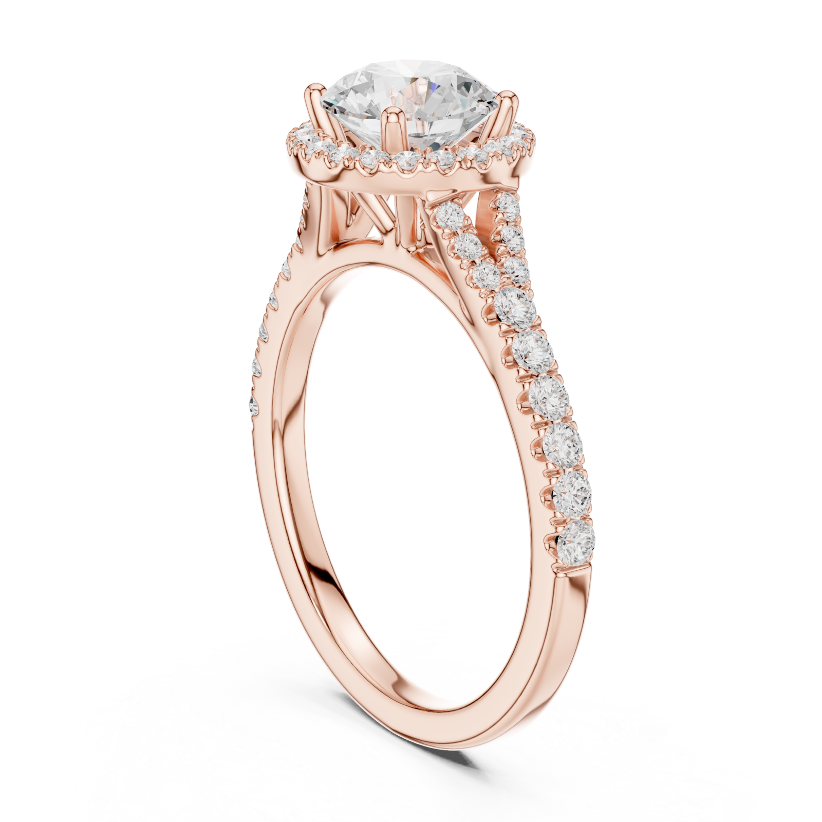  Rose Gold Solstice Halo Promise Ring Left View