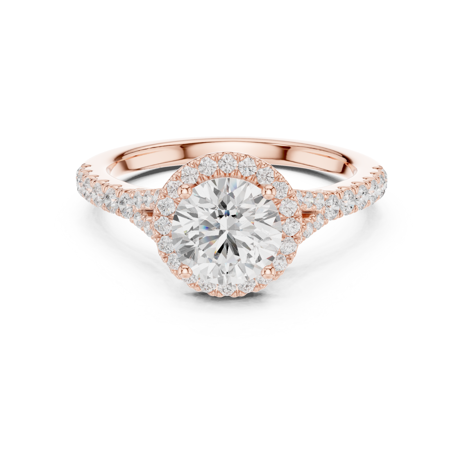  Rose Gold Solstice Halo Promise Ring Front View